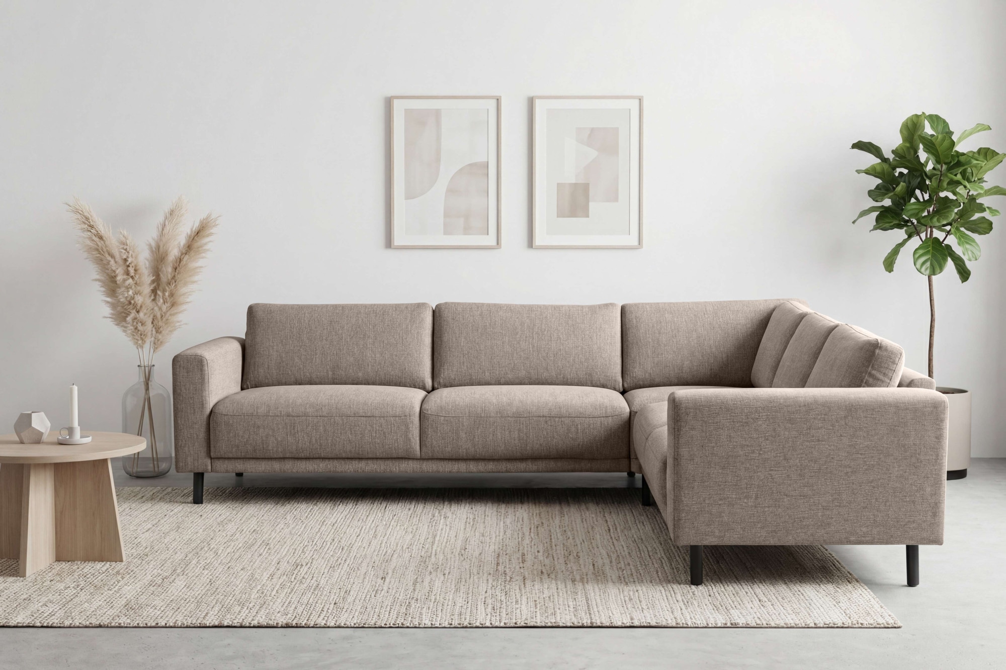 GOODproduct Canapé d'angle »Sveeva, L-Form, B.288 cm, schwarze Metallfüsse« tissu tissé durable, avec suspension ondulée, plusieurs couleurs
