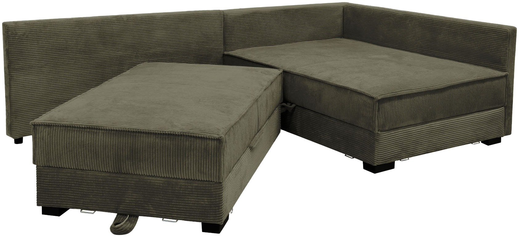Home affaire »Night & Day L-Form, B: 316 cm mit Dauer-Schlaffunktion 180x200 cm« ensemble : canapé & tabouret, fonction lit, coffre de rangement & coussins, lit boxspring