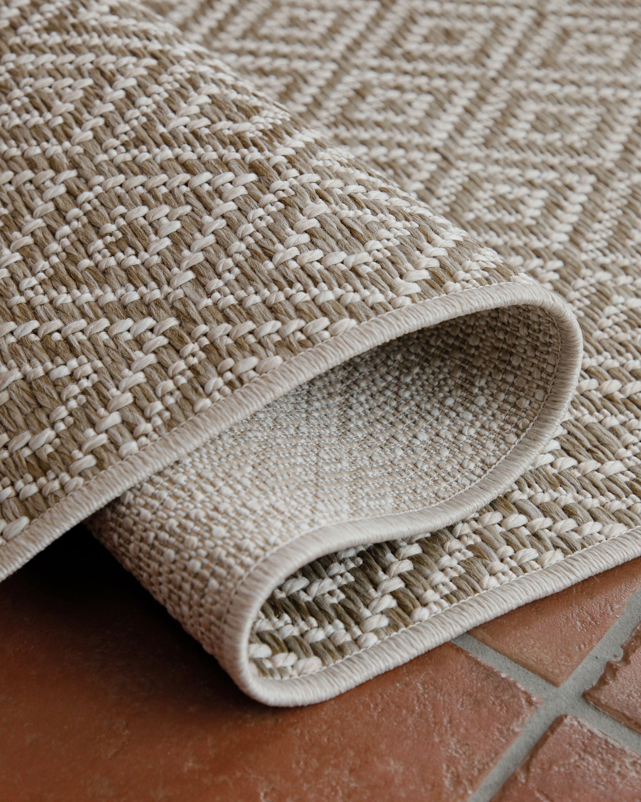 Wecon home Chemin de table »Miami Beach« Rectangulaire 5 mm Höhe In- & Outdoor Teppich, wetterfest, modernes Rauten Muster, Balkon