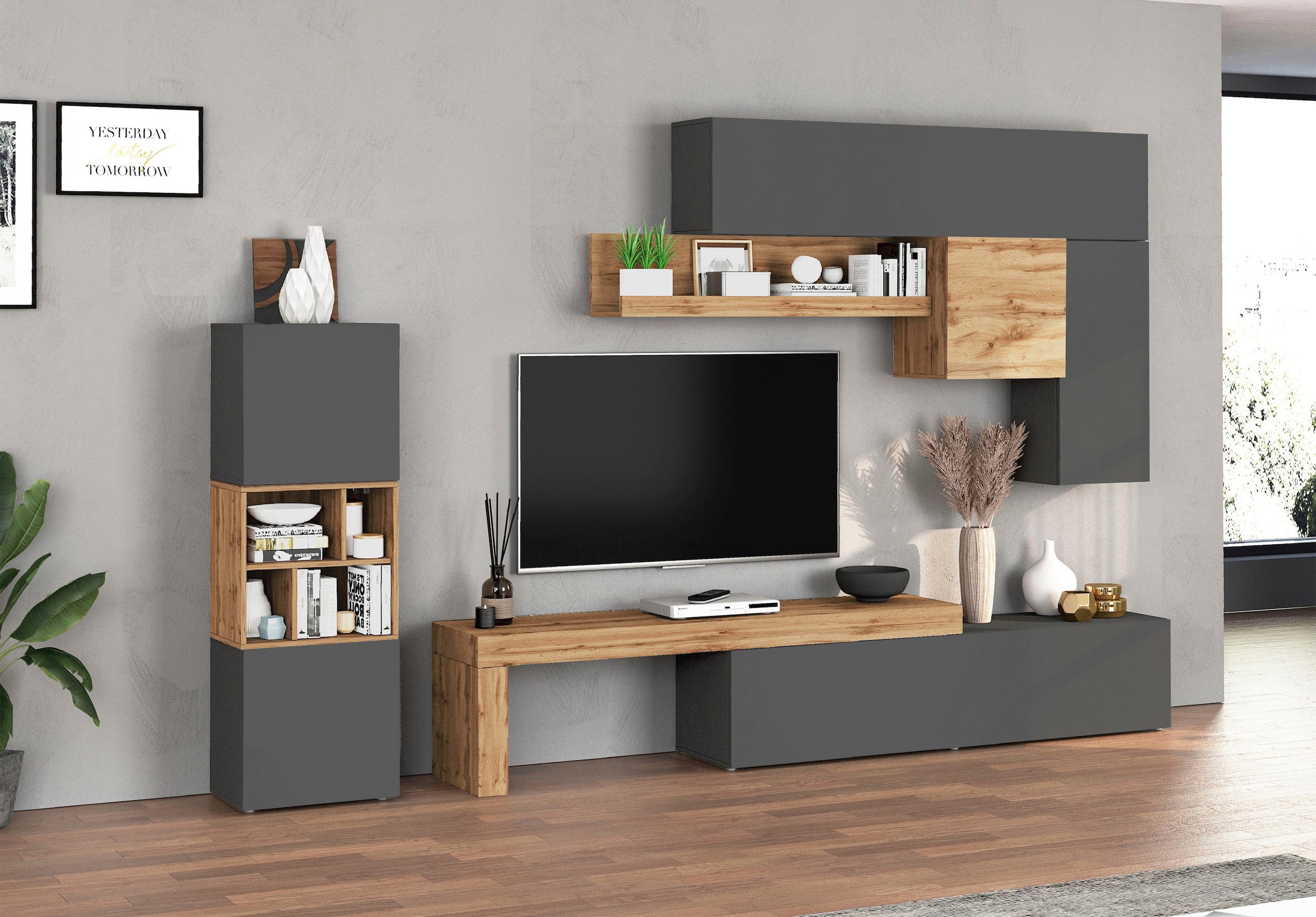 GOODproduct Meuble mural »Chronos Wohnwand, Medienwand, 8-er set« Set, 8 cuis tlg.