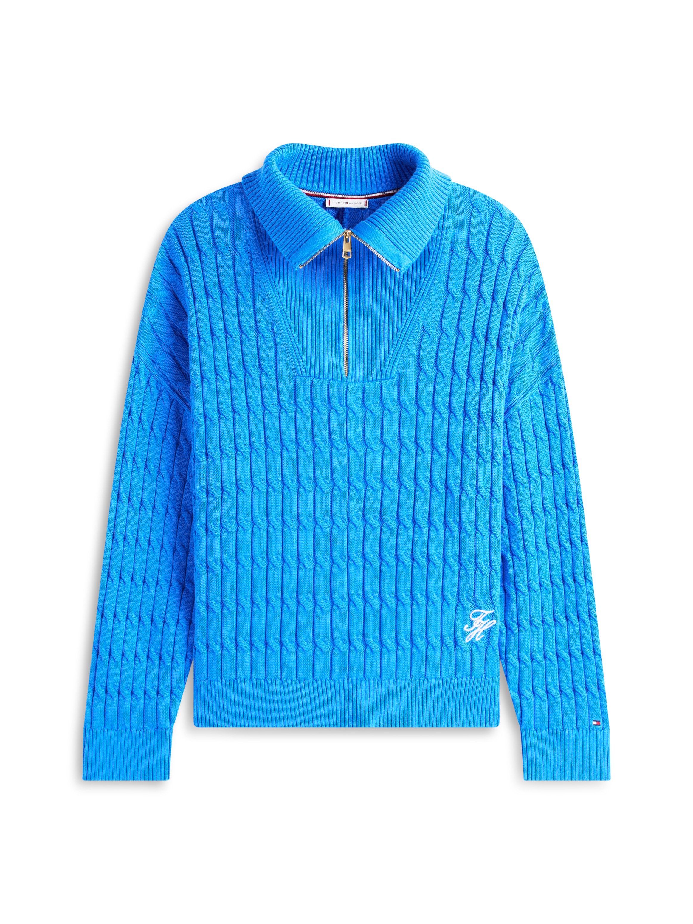 Tommy Hilfiger Curve Troyer »CRV CO CABLE MID GG 1/2 ZIP SWT« in grossen Grössen, mit Zopfmuster