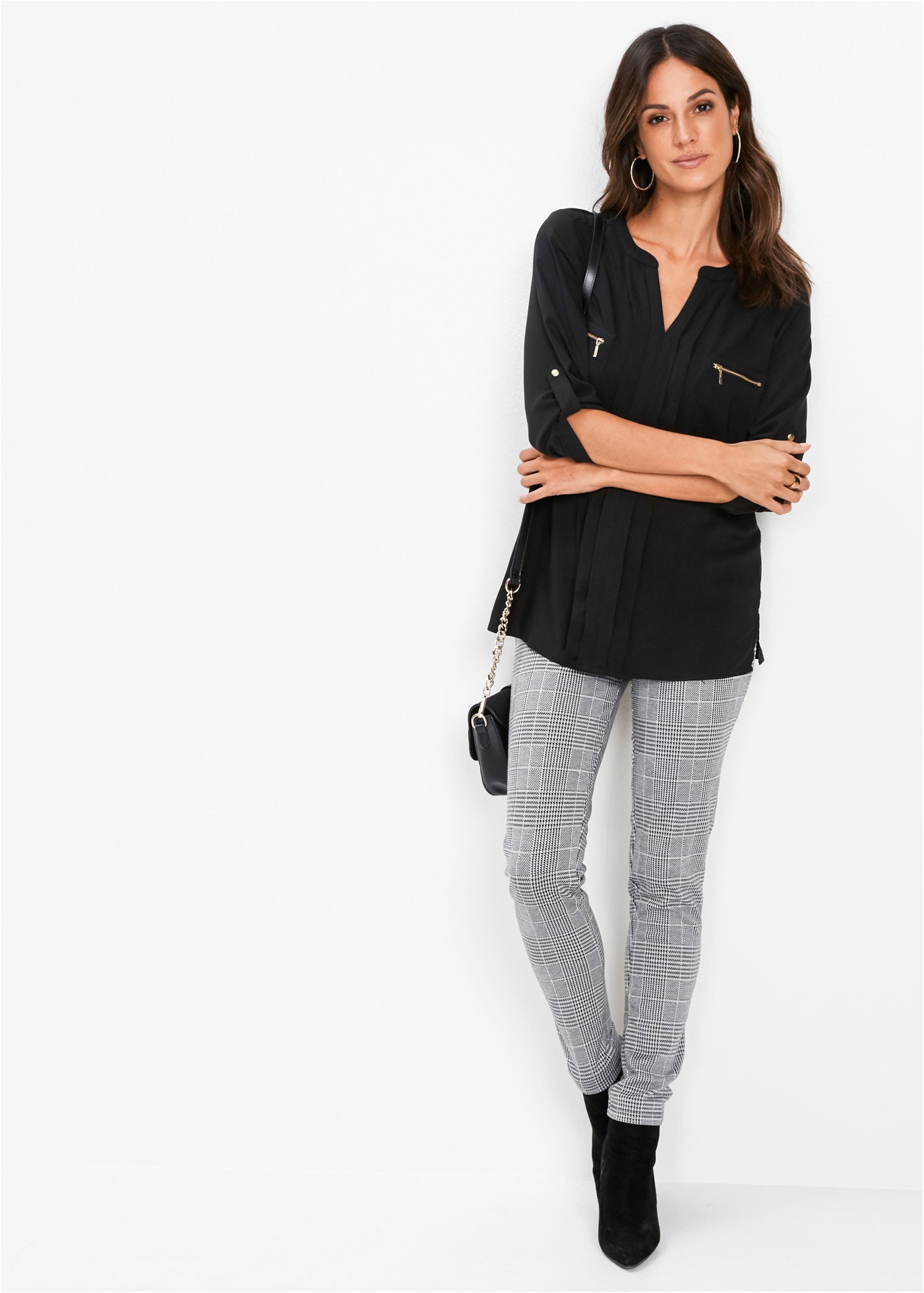 bonprix Tunique figurumspielende Passform, mit langem Arm, mit eingelegten Falten