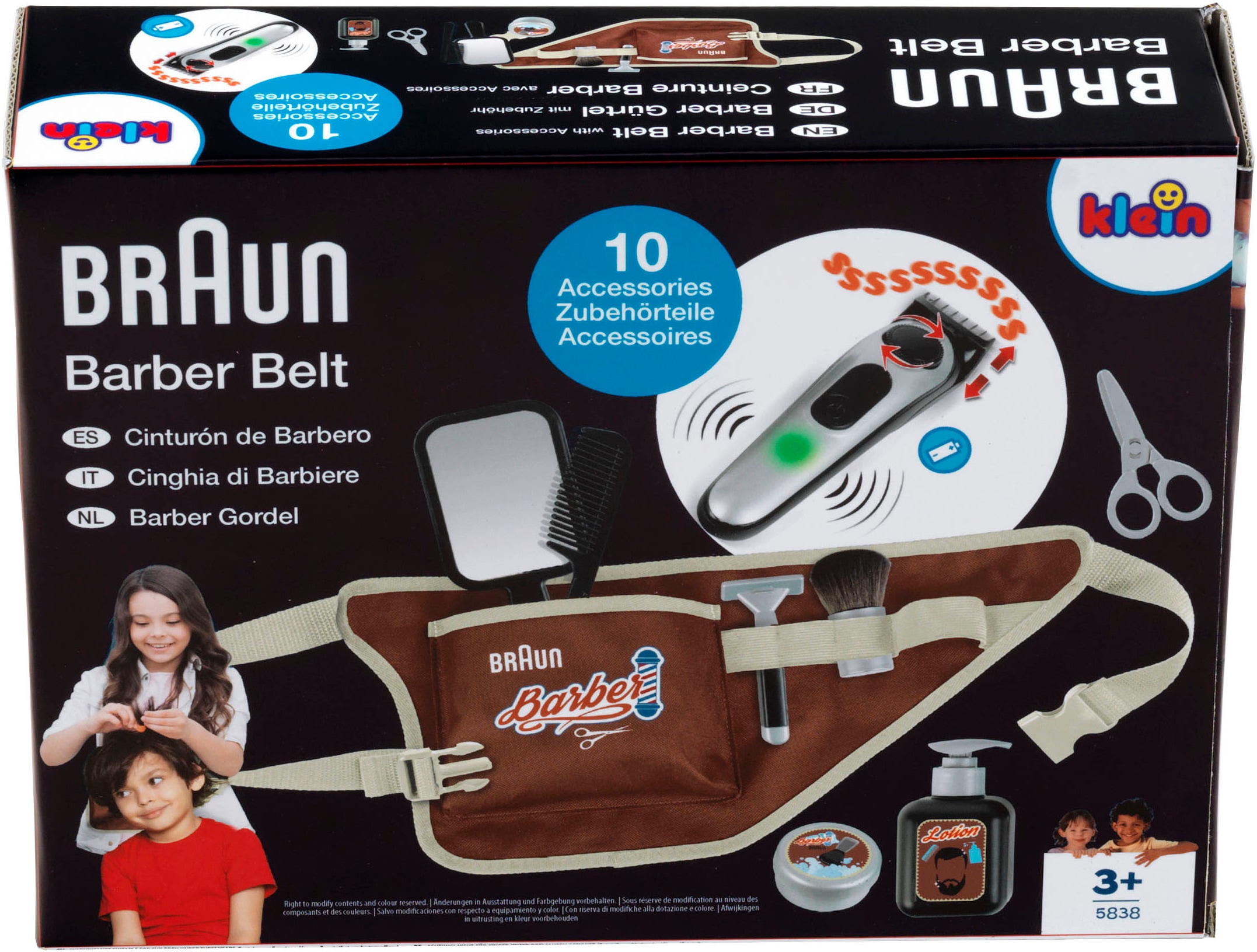 Klein Coffret de coiffure jouet »Braun, Barbergürtel mit Zubehör«