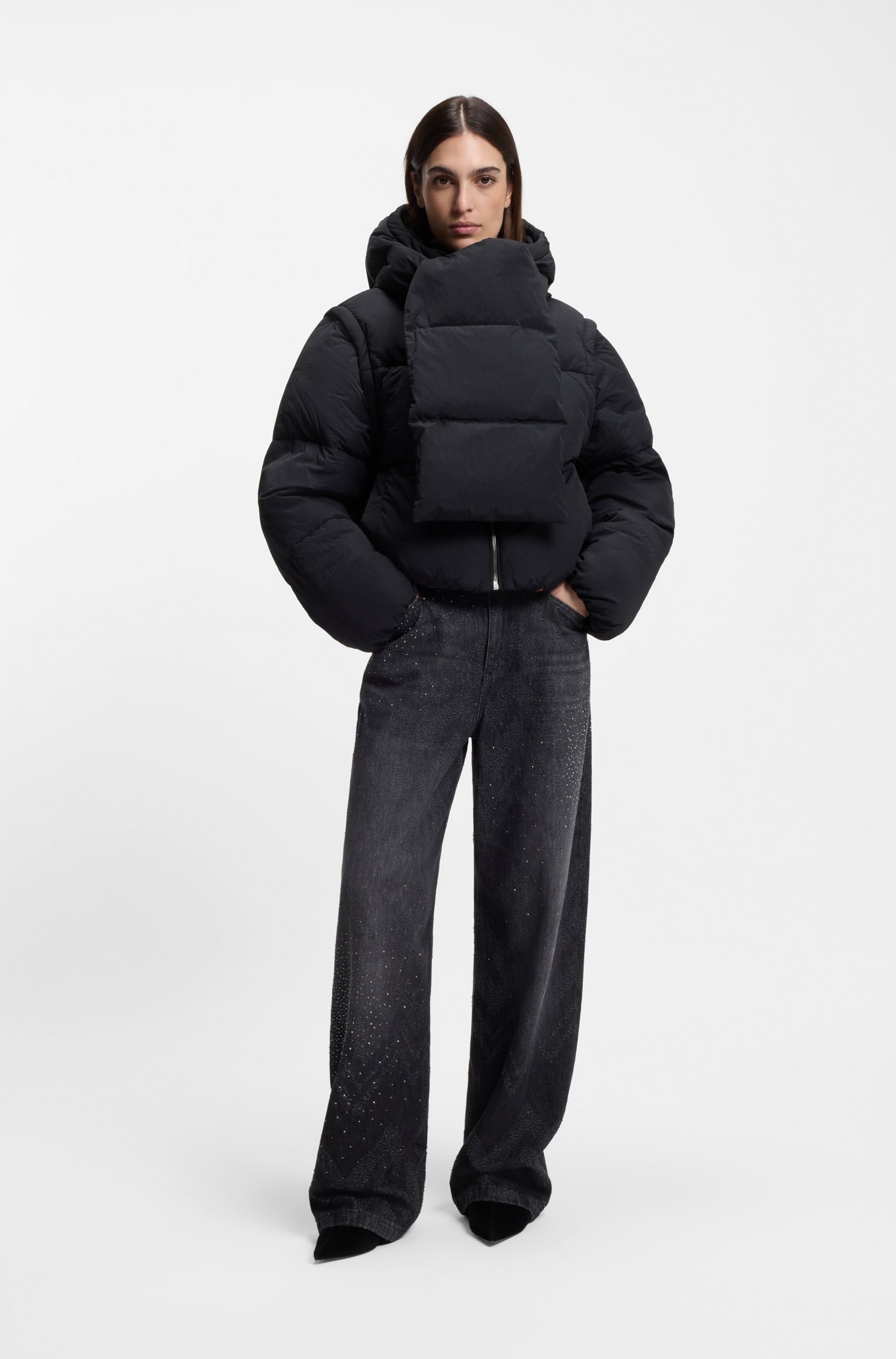 BOSS ORANGE Veste matelassée »Polala Premium Damenmode« 2 cuis tlg. mit Kapuze mit abnehmbaren Ärmeln und Schal