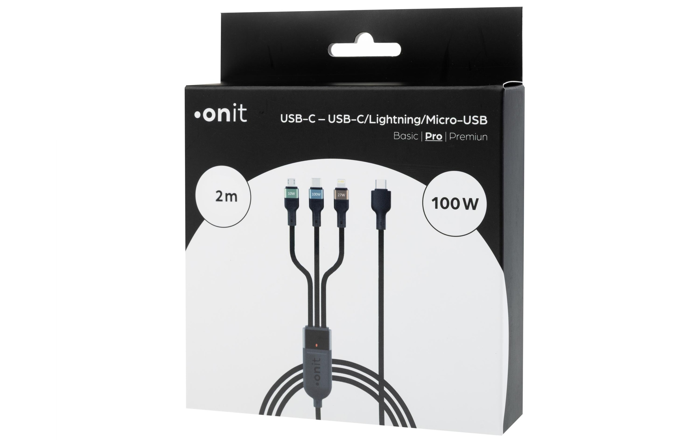onit USB-Kabel »2.0-Kabel - Lightning/USB-C/Micro-USB B, 2 m« 200 cm Multiadapterkabel mit einer Ladeleistung von bis zu 100 W