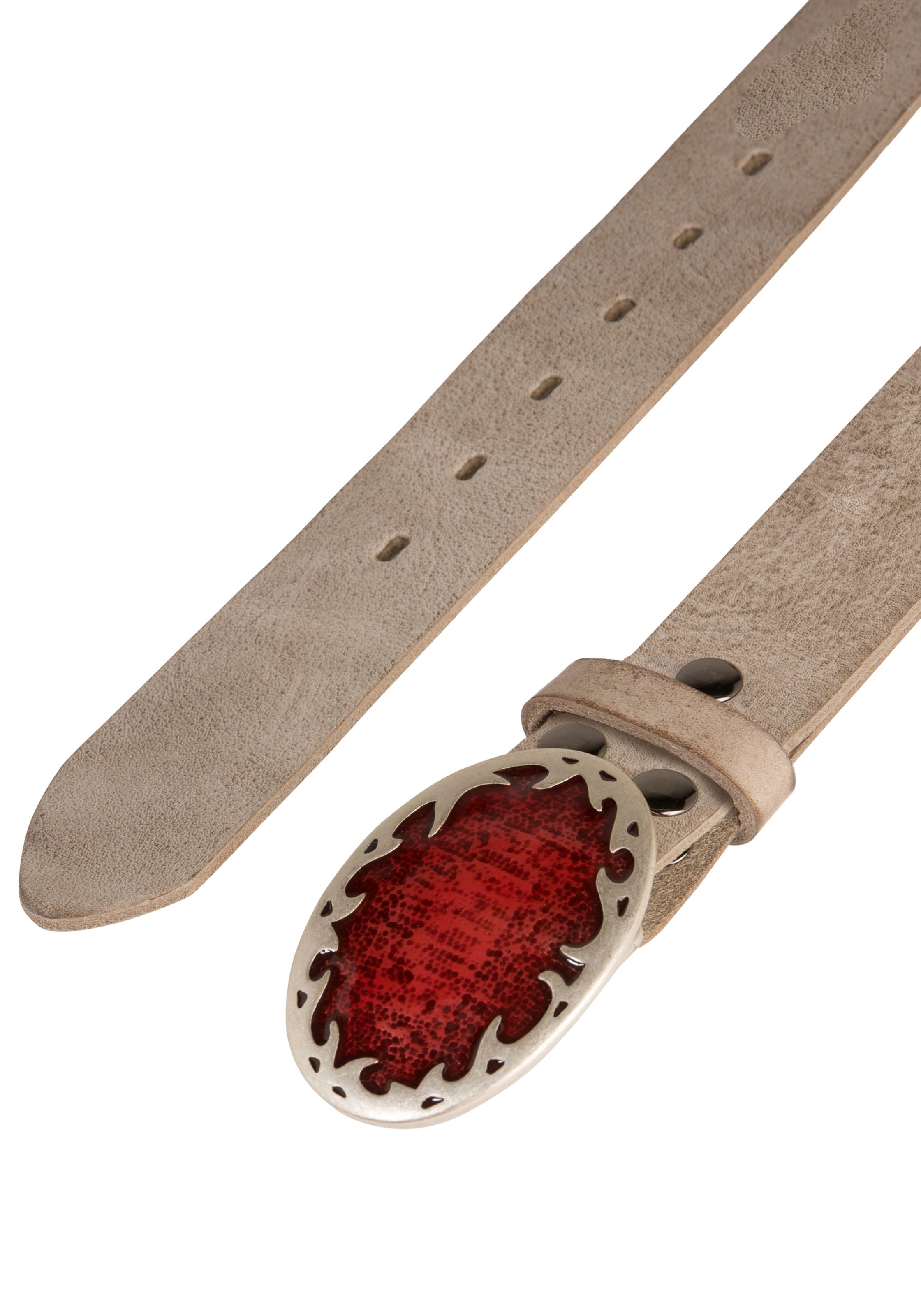 Rettungsring Gürtel Ledergürtel mit austauschbarer Schliesse »Flamme Oval Rot«