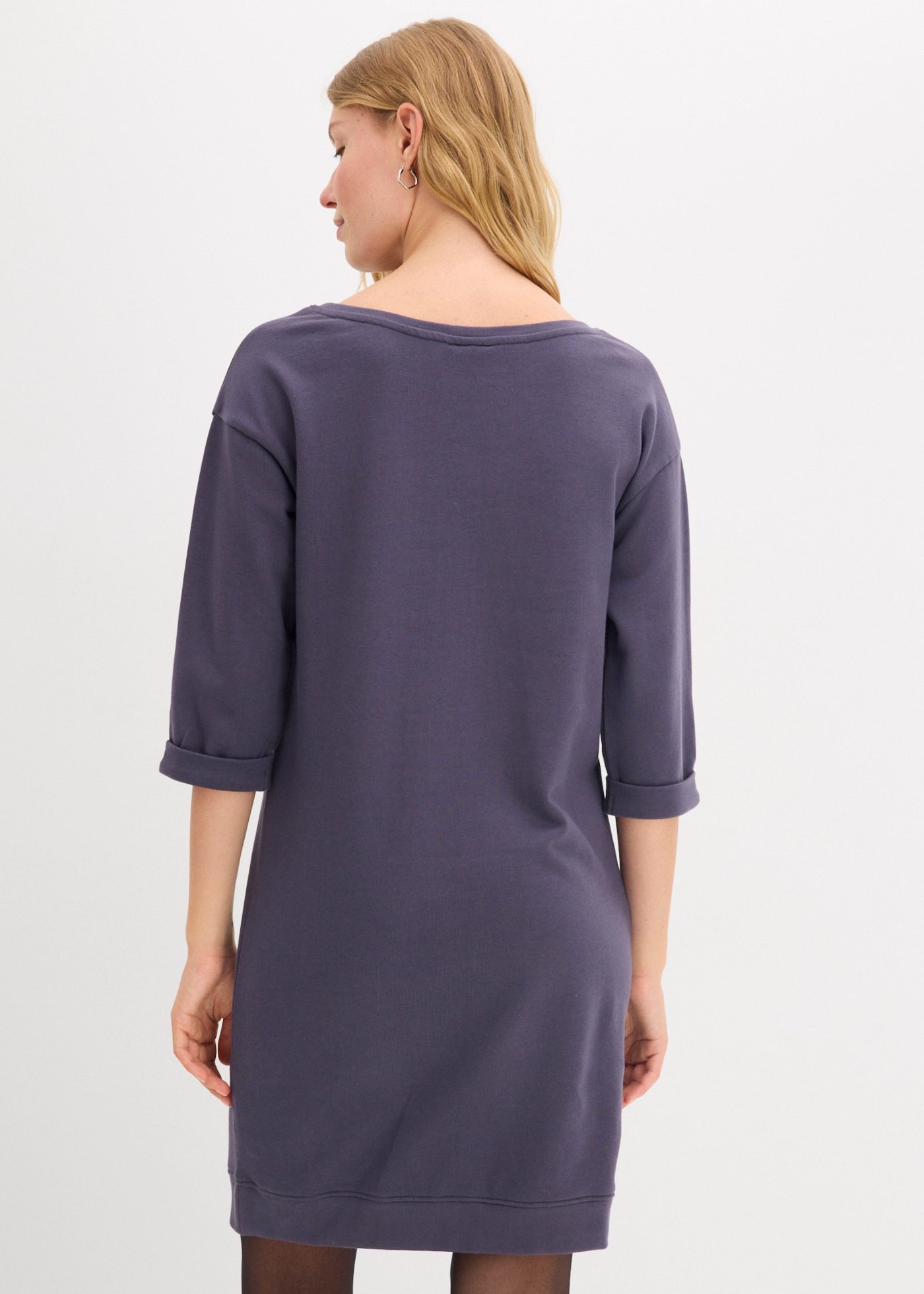 bonprix Robe en sweat »Sweatkleid« avec coupe ample, longueur genou, manches 3/4, uni, sans fermeture