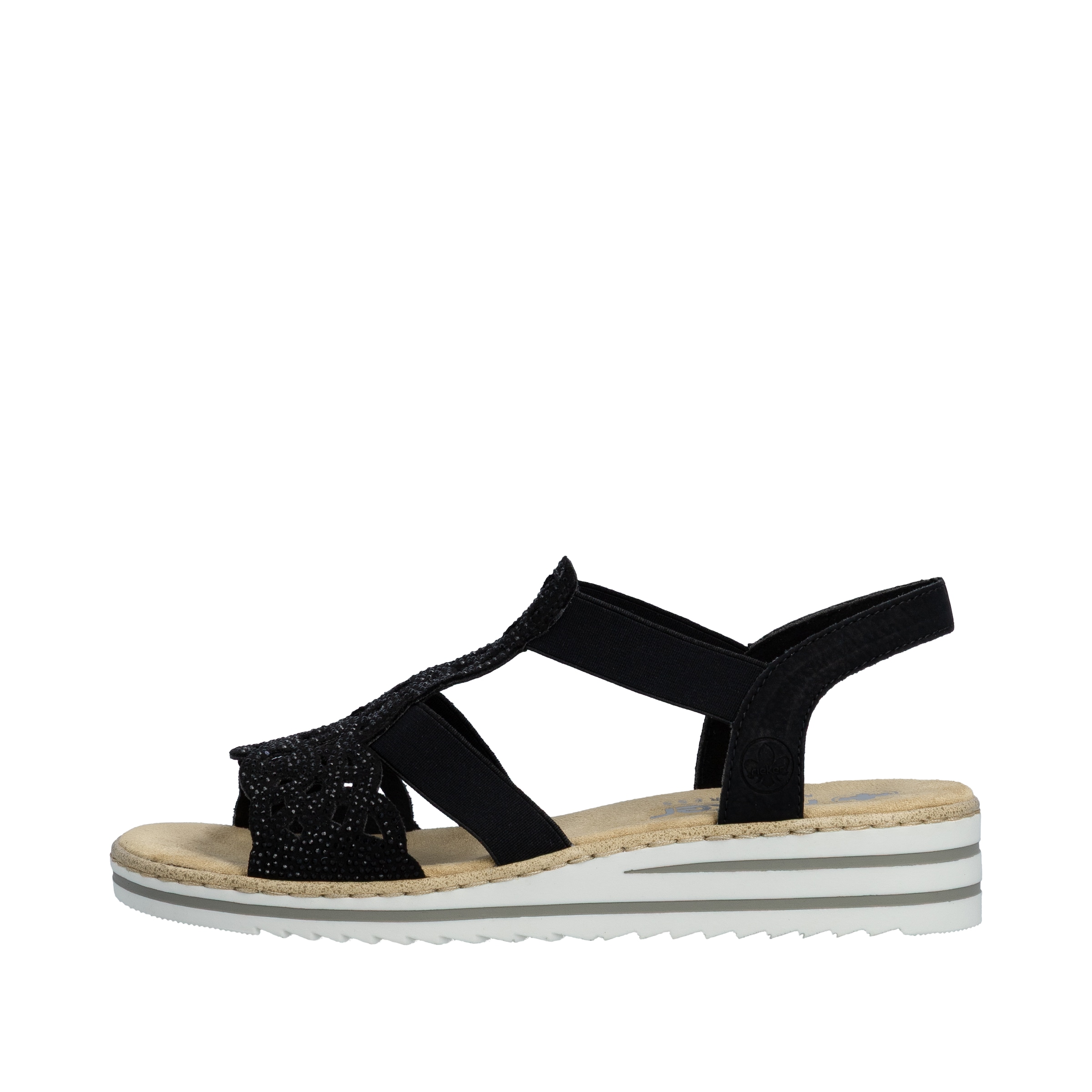 Rieker Sandale  Keilsandalette, Sommerschuh, Urlaubsschuh mit Glitzersteine