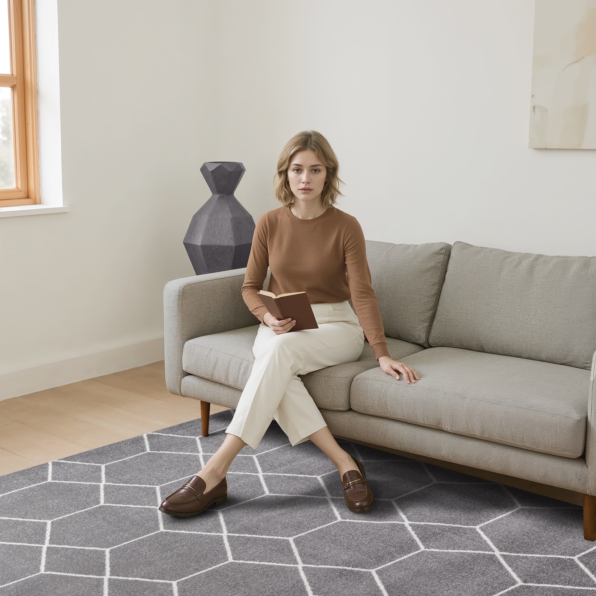 Sanat Teppich »Trellis , auch als Läufer und Rund« rechteckig 10 mm Höhe Kurzflor, skandi, boho, grosse Farbauswahl, alle Räume