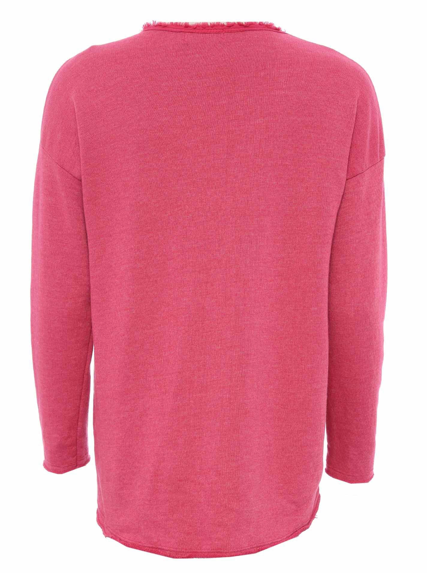 Zwillingsherz Sweatshirt , ausgefranster V-Ausschnitt, Vintage Look, Langarm
