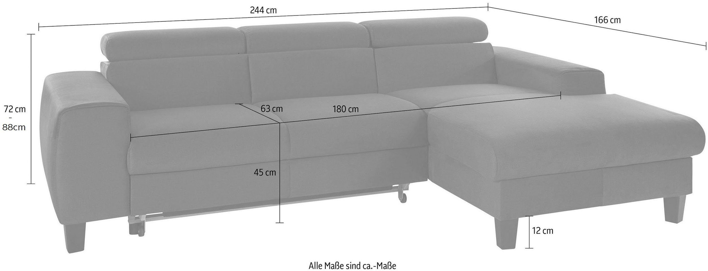 COTTA Ensemble rembourré »Morven L-Form« Set,  Set bestehend aus: Ecksofa mit Kopfteilverstellung & Hocker