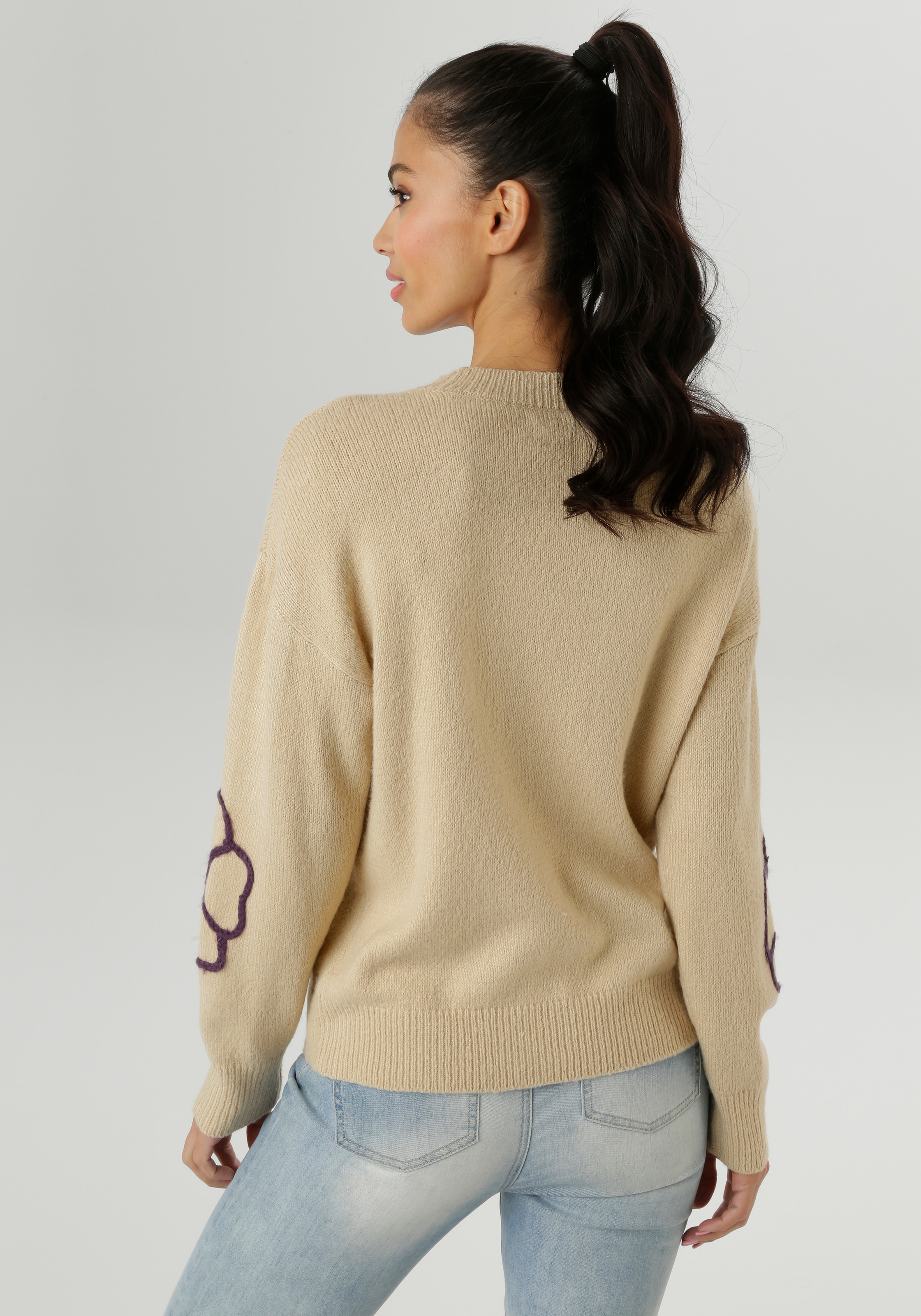 Aniston SELECTED Strickpullover vorne mit funkelnden Glitzersteinen verziert - NEUE KOLLEKTION