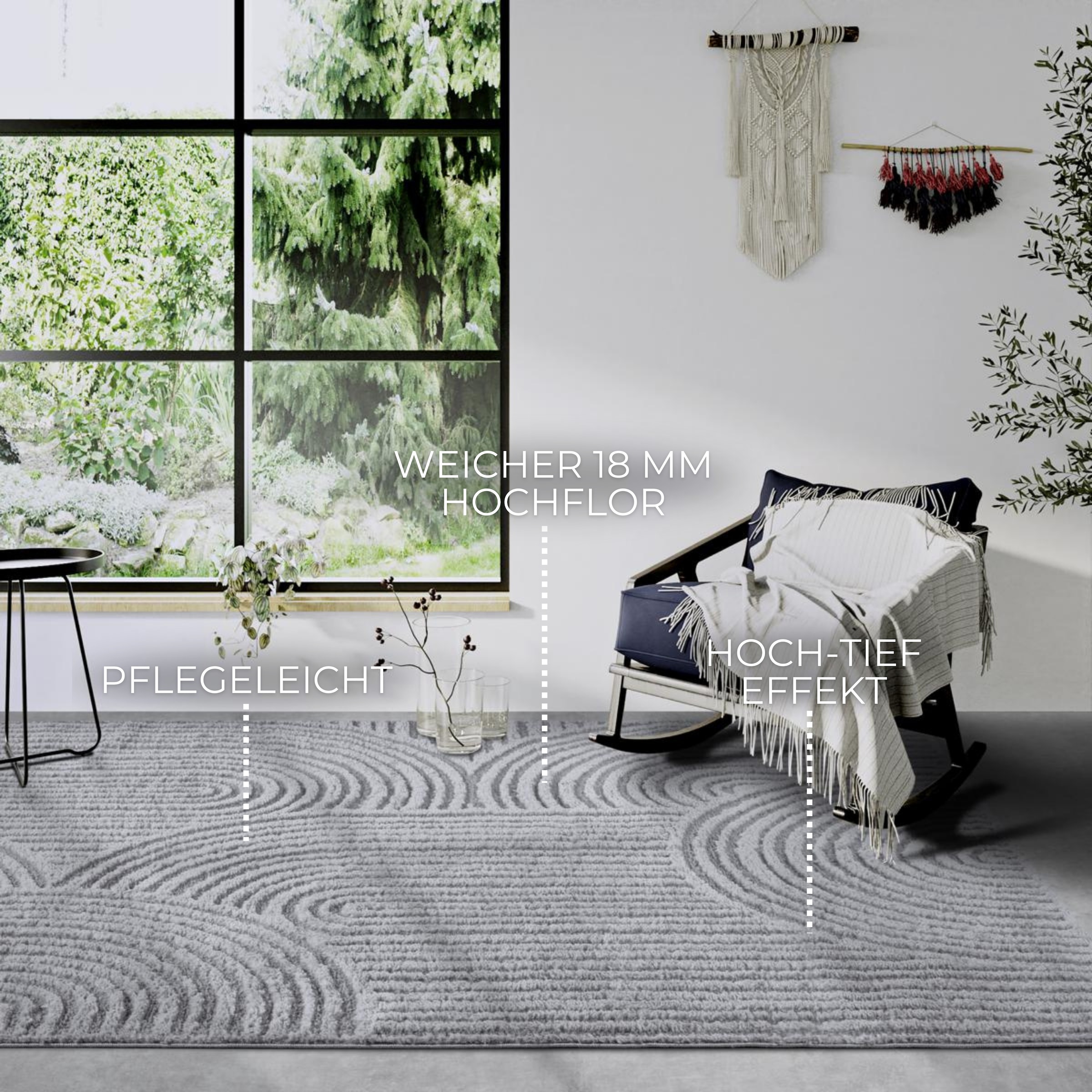 ELLE DECORATION Tapis design »Chappe« Rectangulaire 18 mm Höhe shaggy, coureur, moelleux, doux, poils longs, moderne, effet relief