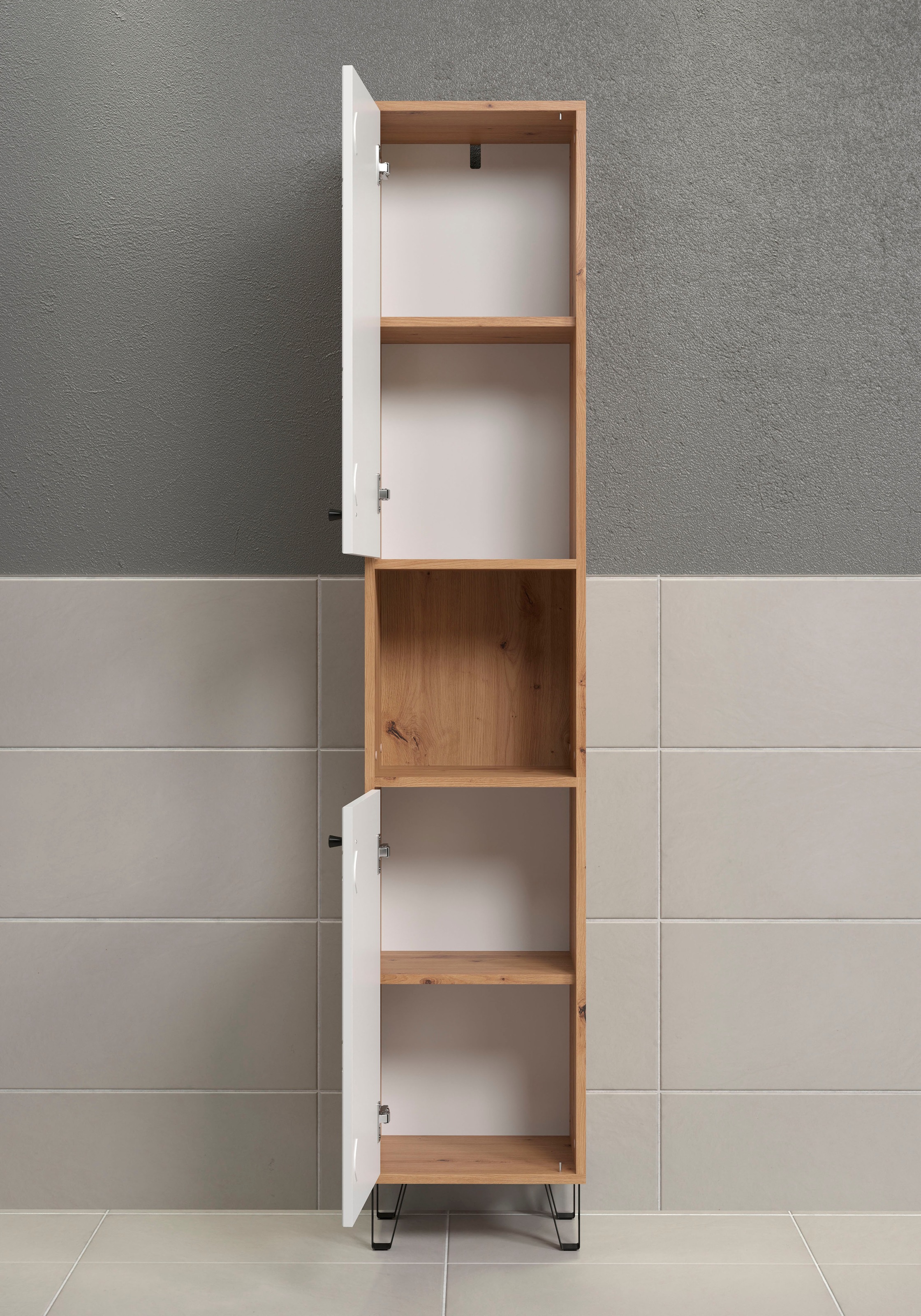 welltime Hochschrank »Tarragona« 1 Stk. tlg. Hochschrank mit 1 Tür & 1 Klappe - (B/T/H) 36/29/191 cm