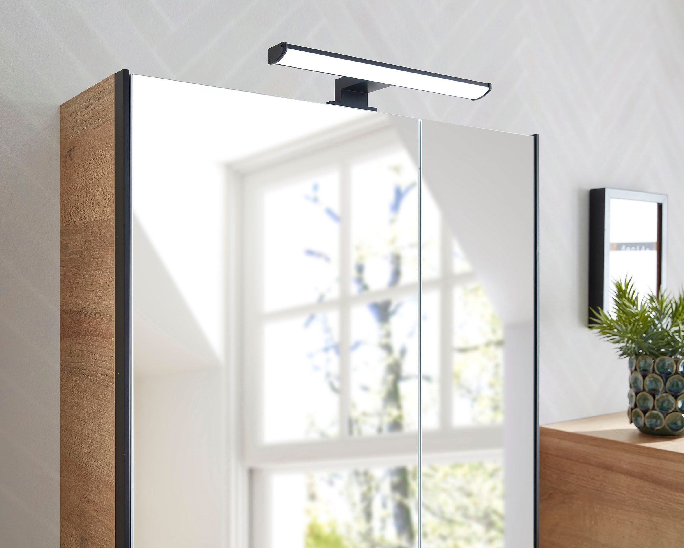 Saphir Ensemble de meubles de salle de bain »Quickset 395 2-teilig, Keramik-Aufsatzbecken mit LED-Spiegelschrank« 4 cuis tlg.
