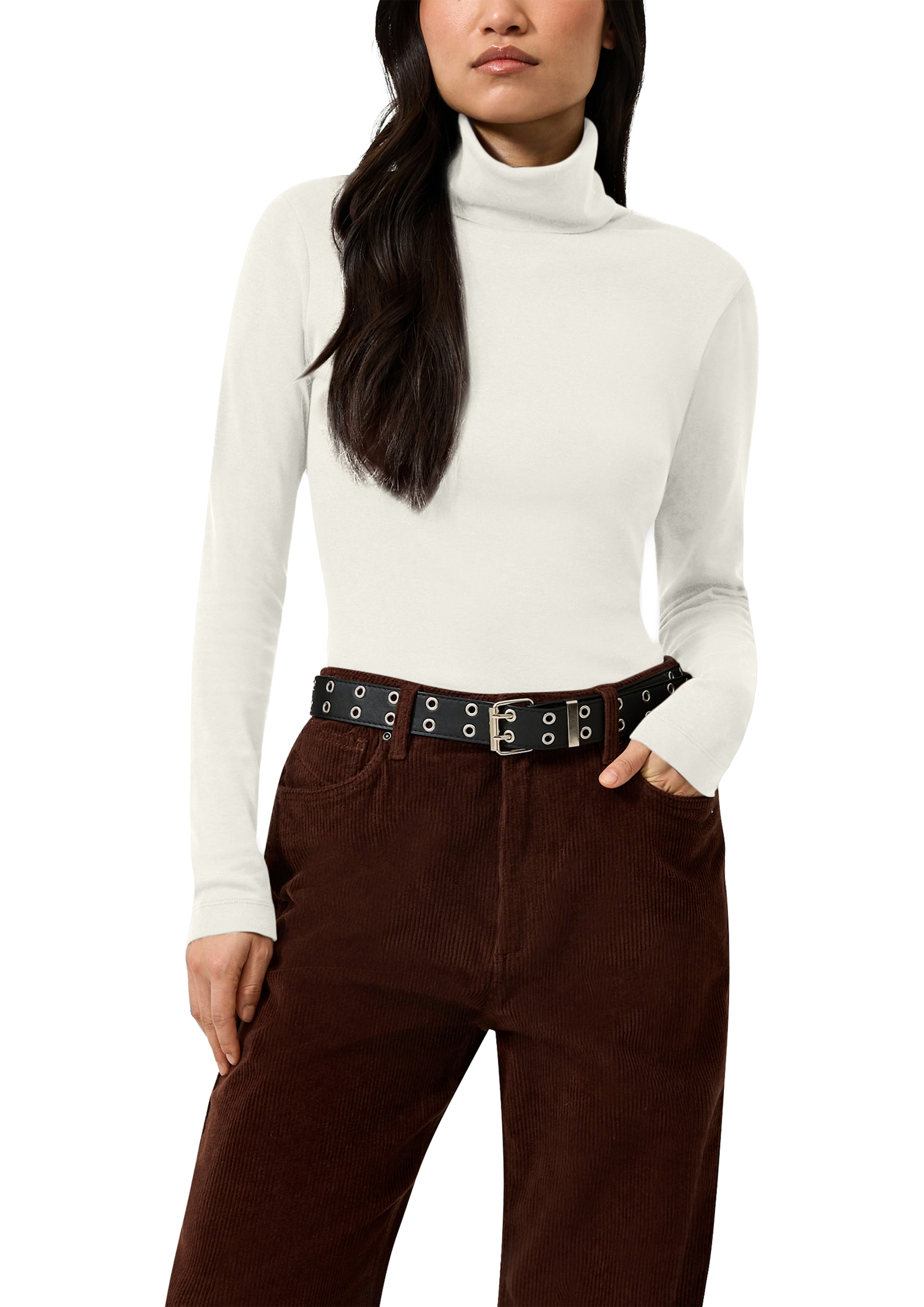 QS Rollkragenshirt Langarmshirt mit Rolli / Baumwolle