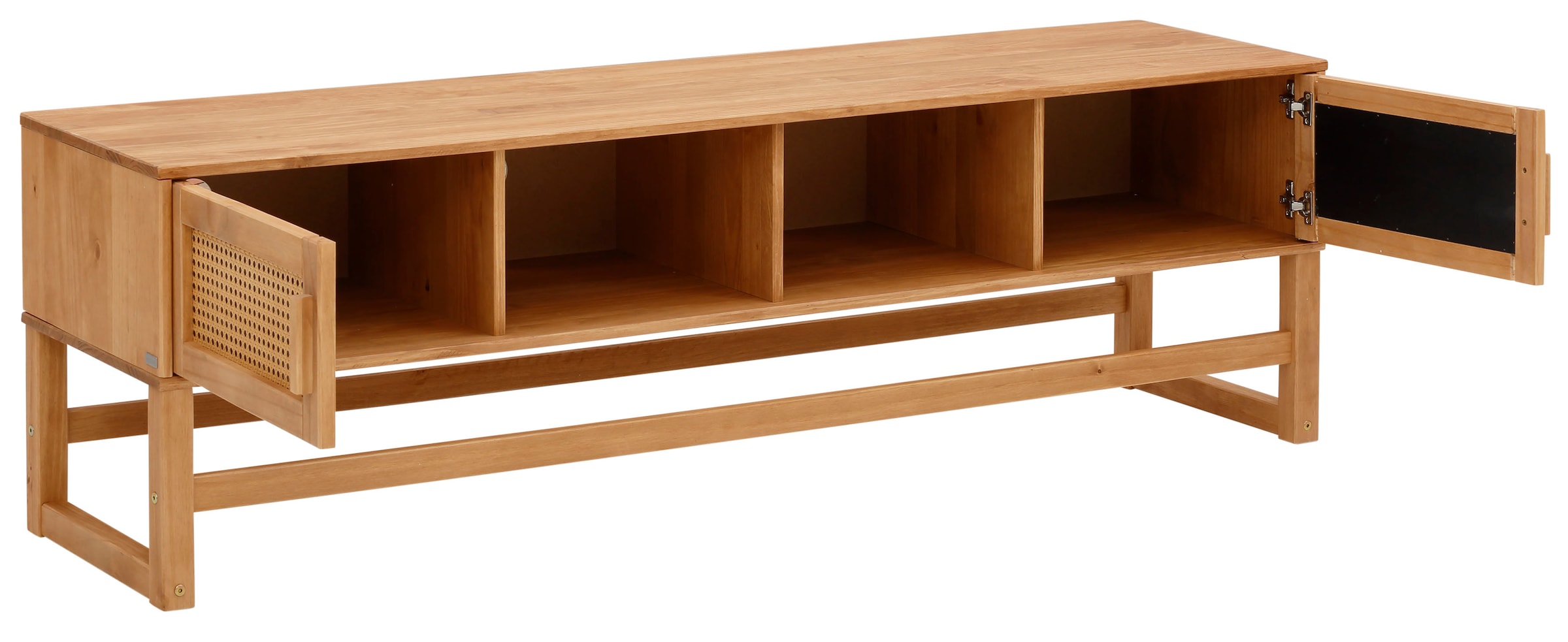 GOODproduct Table basse »Linz« Kommode mit Rattangeflecht auf den Türfronten, aus Massivholz