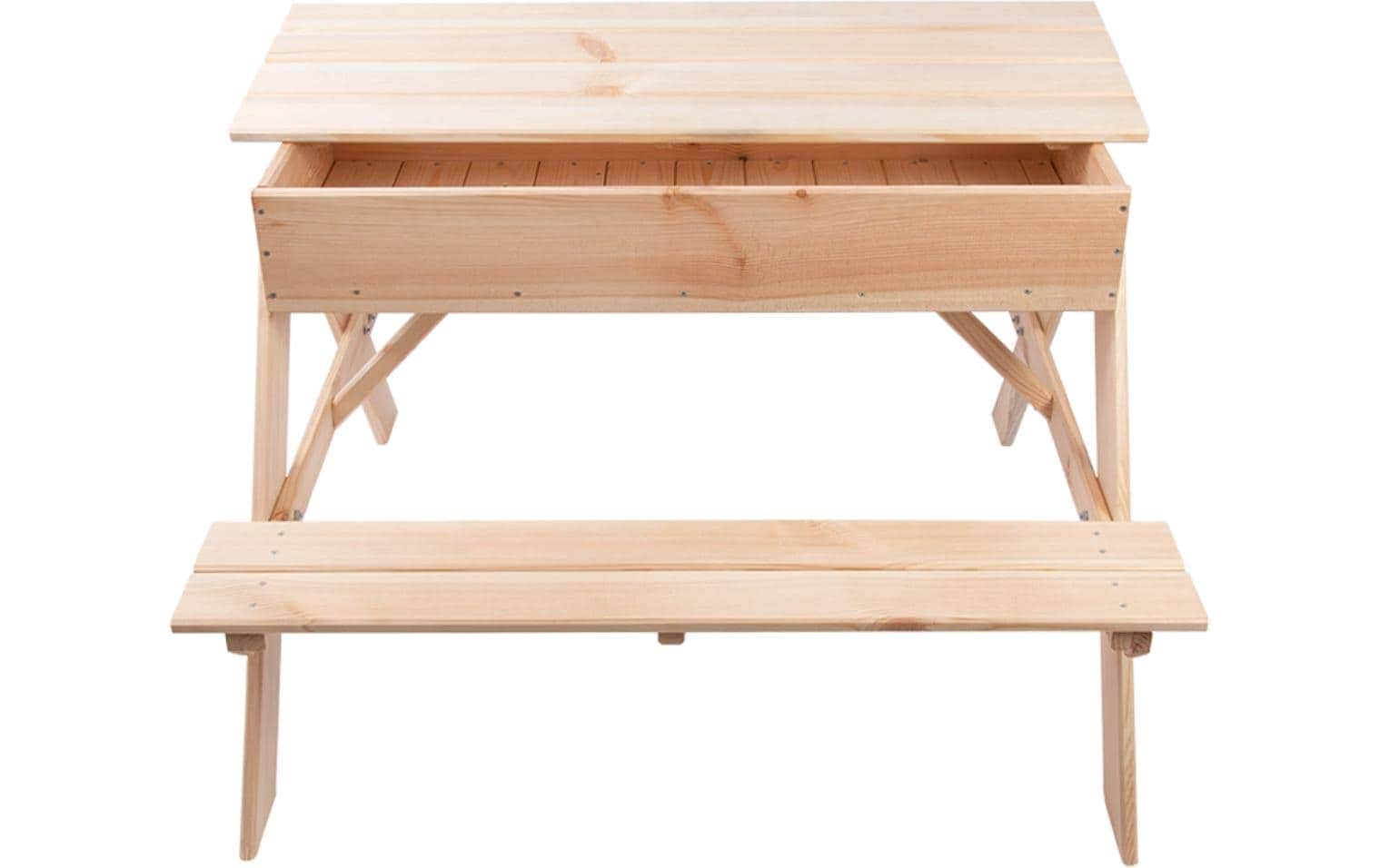 esschert design Bac à sable »Picknicktisch mit Sandkasten Holz 93 x 88 x 60 cm«
