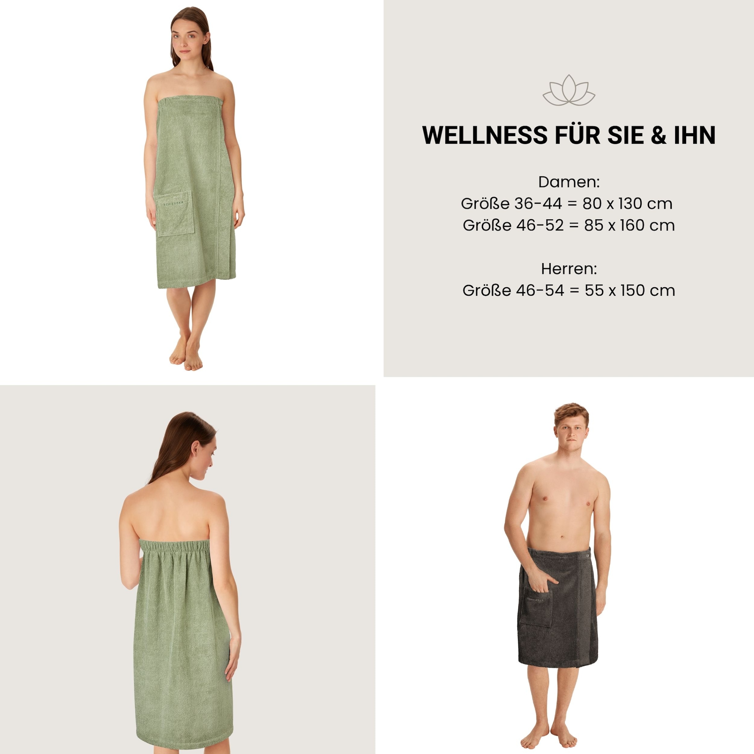 Schiesser Sarong »Saunakilt Turin für Damen in angesagter Reiskornoptik« 1 cuis OEKO-TEX® MADE IN GREEN