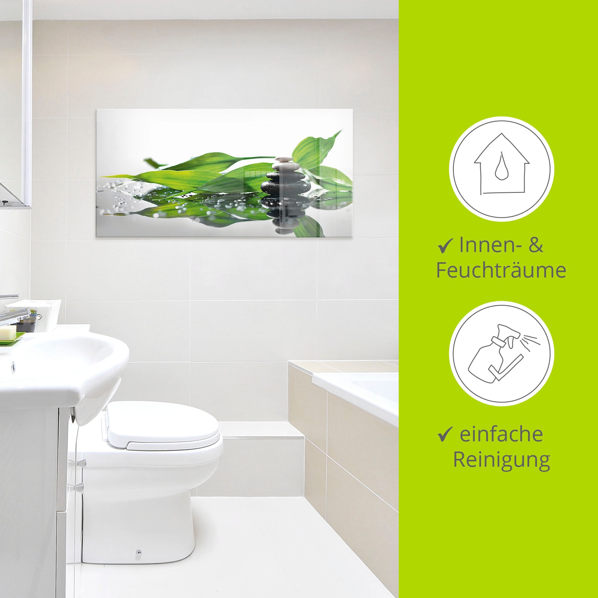 Artland Tableau en verre »Spa mit Steinen und Bambus« Zen 1 cuis tlg. disponible en différentes tailles