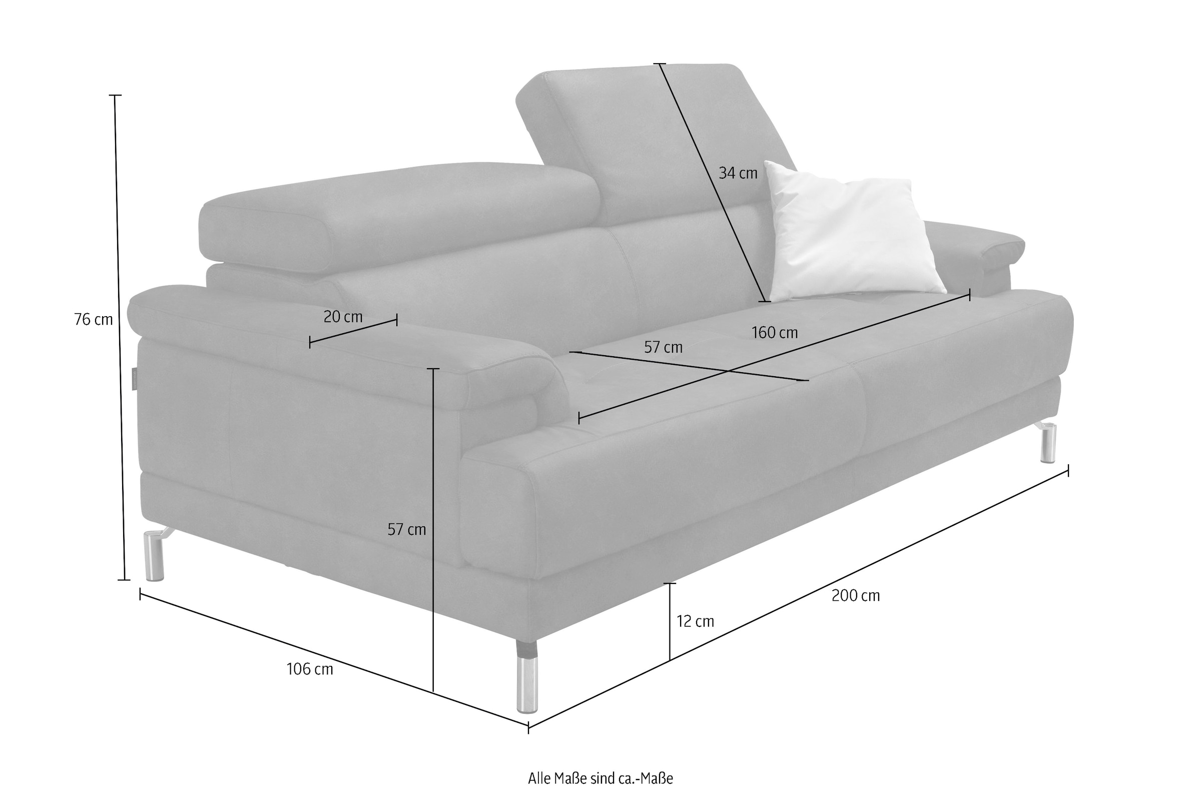 Egoitaliano 2,5-places »Soul, Design und Sitzkomfort auf hohem Niveau, tolle Details« incl. réglage de la tête pour encore plus de confort, pied design