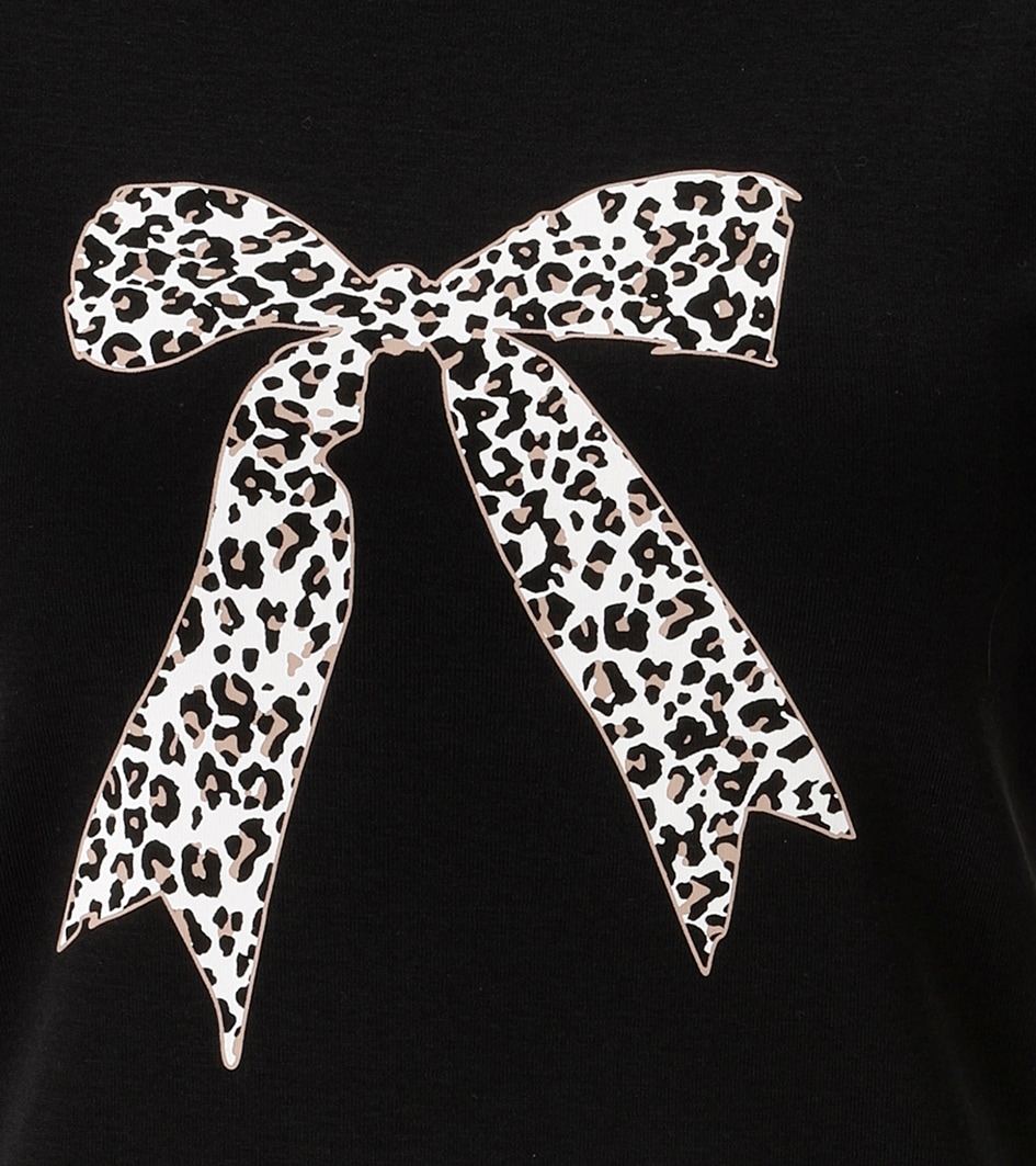 Aniston CASUAL T-Shirt mit Schleife im Leo-Dessin bedruckt - NEUE KOLLEKTION