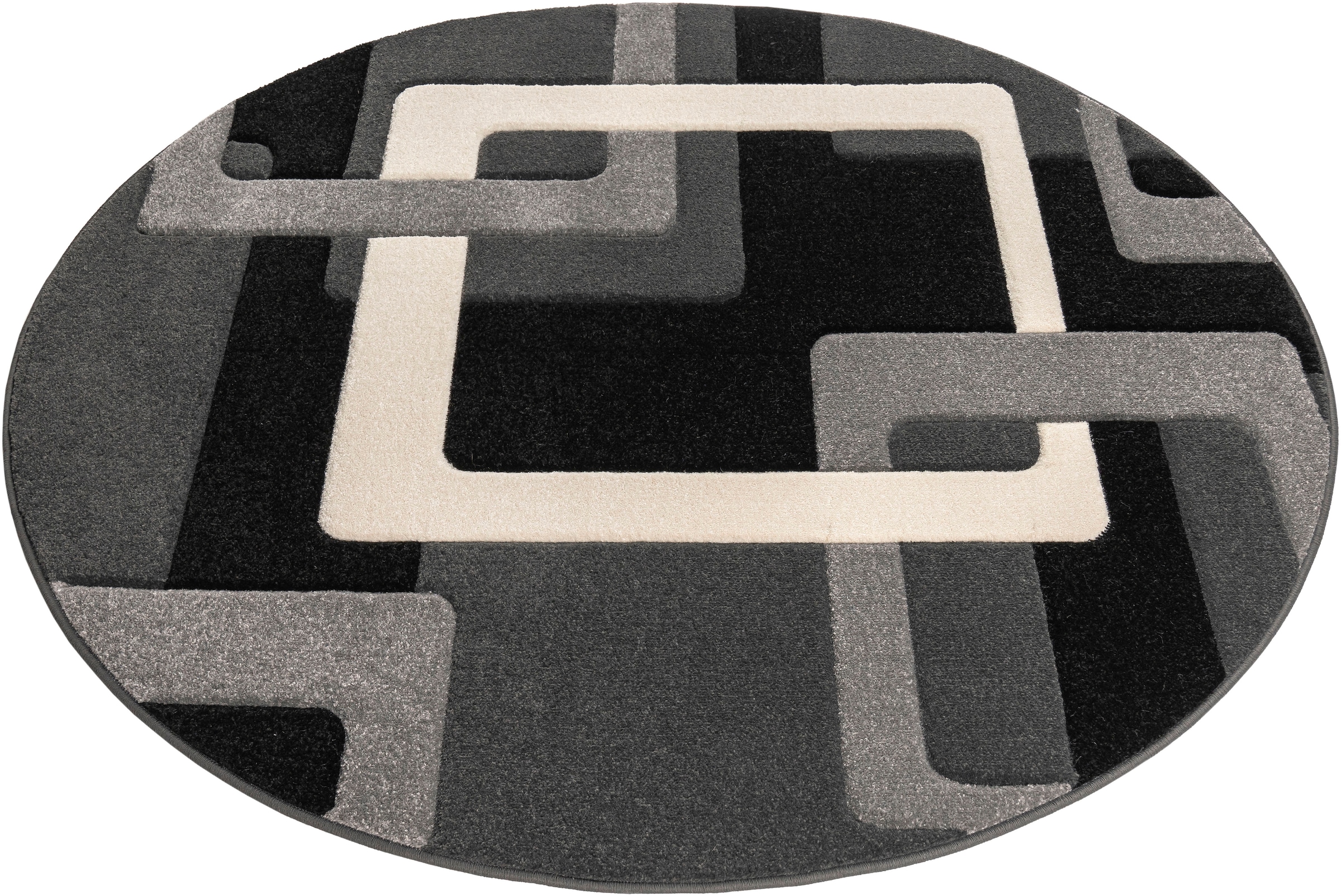 my home Teppich »Maxim, 140 Ø« rund 12 mm Höhe Hoch-Tief-Effekt, Kurzflor, 3D-Design