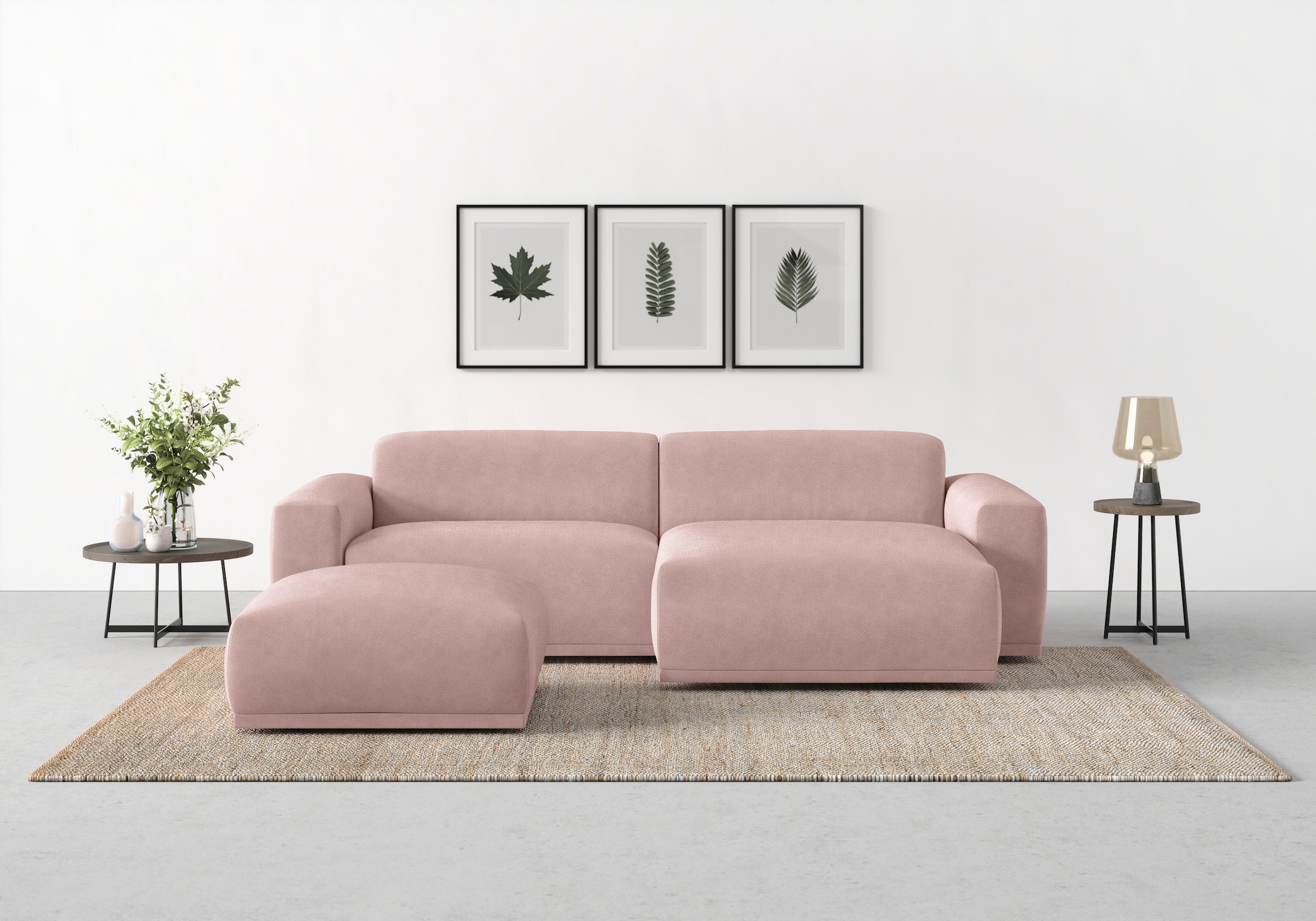 TRENDMANUFAKTUR Canapé d'angle »Braga 255 cm, hochwertiger Kaltschaum, L-Form , Japandi-Stil« Canapé moderne, sofa avec grand confort d’assise, 255/72/160 cm (L/H/P)