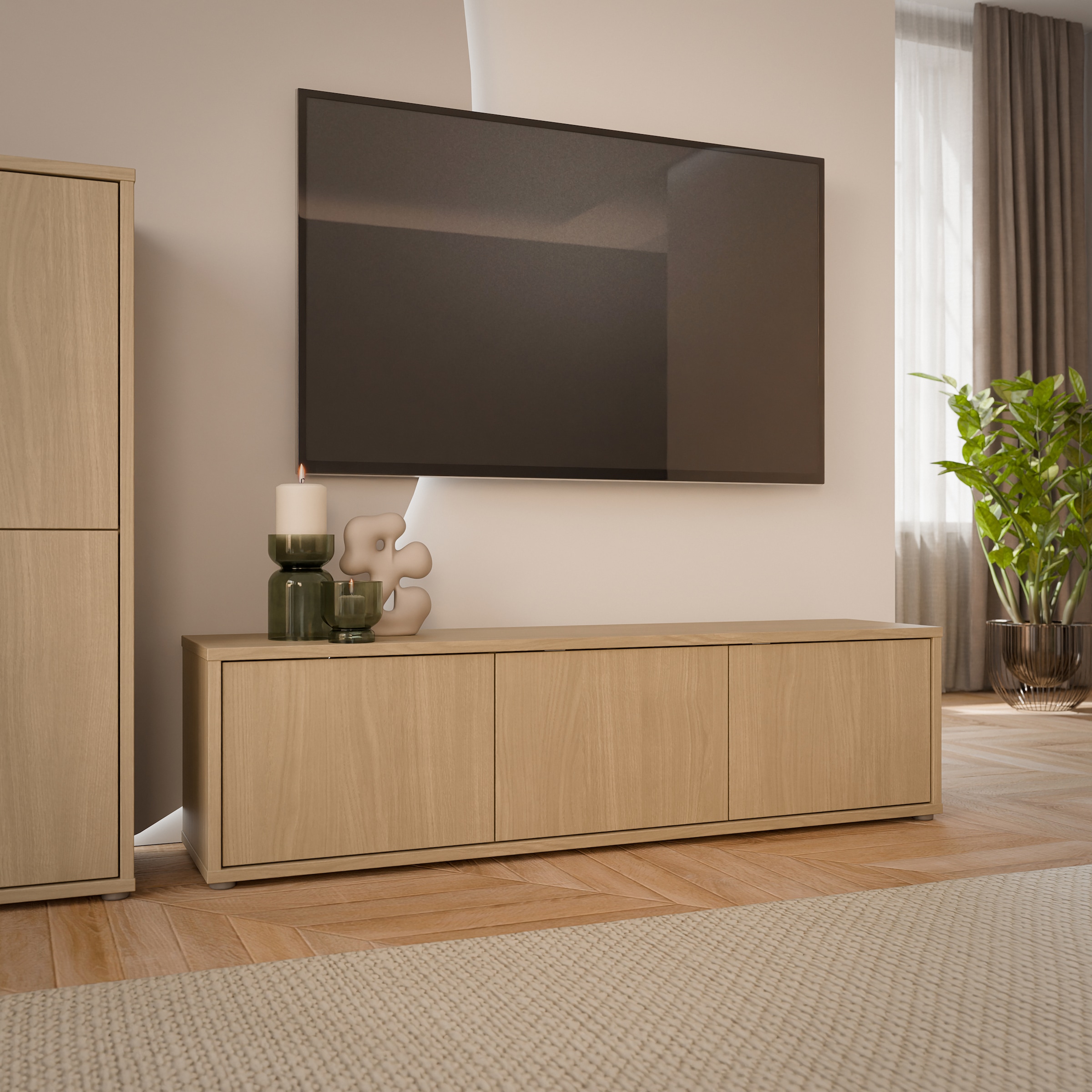 FORTE Table basse »Alice Springs, TV-Board, viel Stauraum, grosse Türen zum Aufklappen« L/H/P 154,2/41,5/34,9 cm Portes pliantes