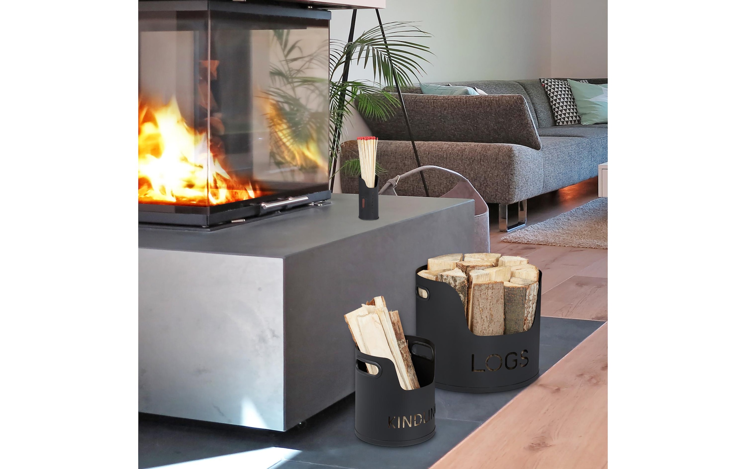 relaxdays Kaminholzregal Set, 3 Stk. tlg.