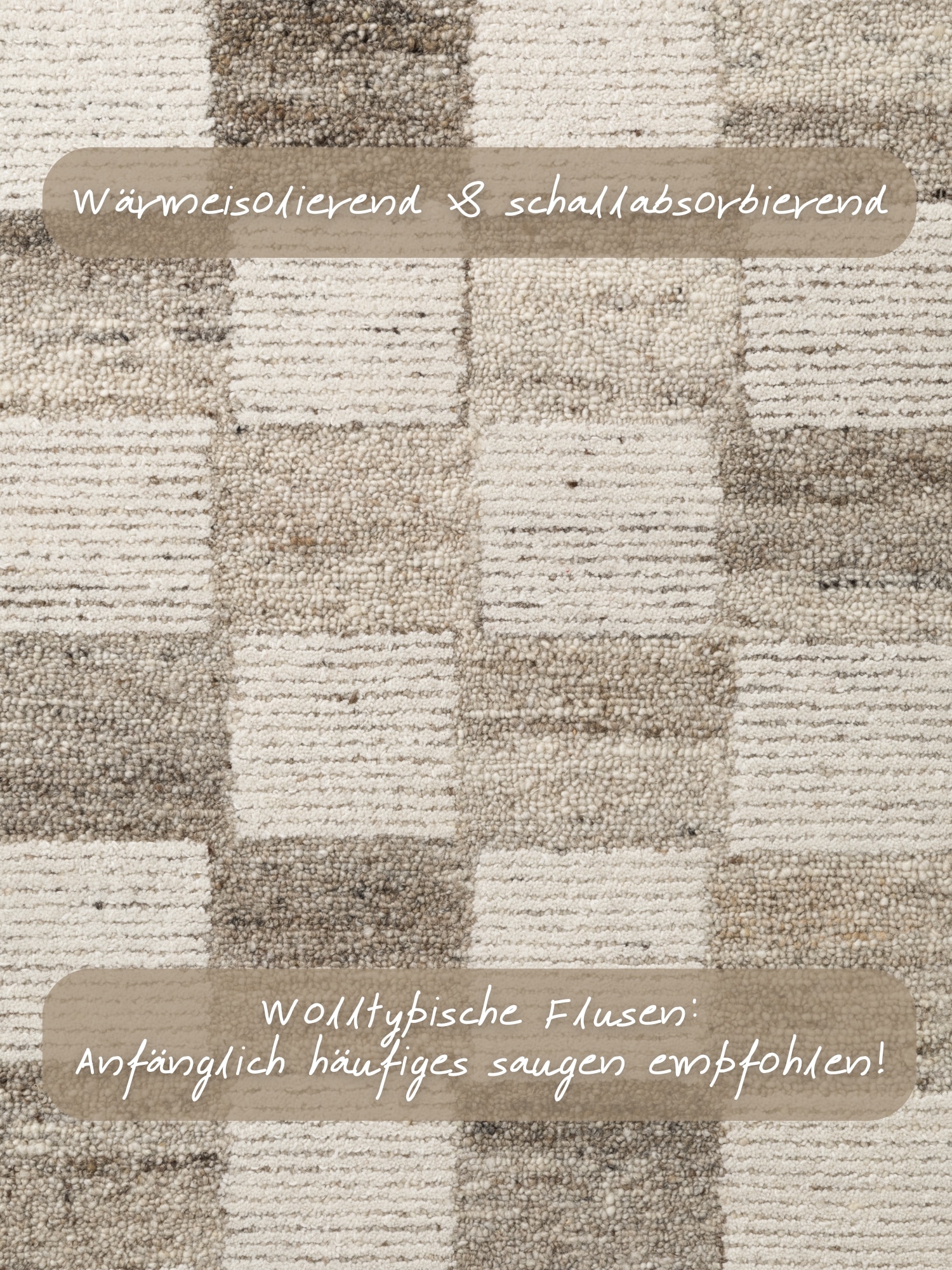 vikosa Tapis en laine »Quadra« Rectangulaire 15 mm Höhe Handgemacht, Kariert, Karo, Natur, Wolle, Wohnzimmer,Schlafzimmer