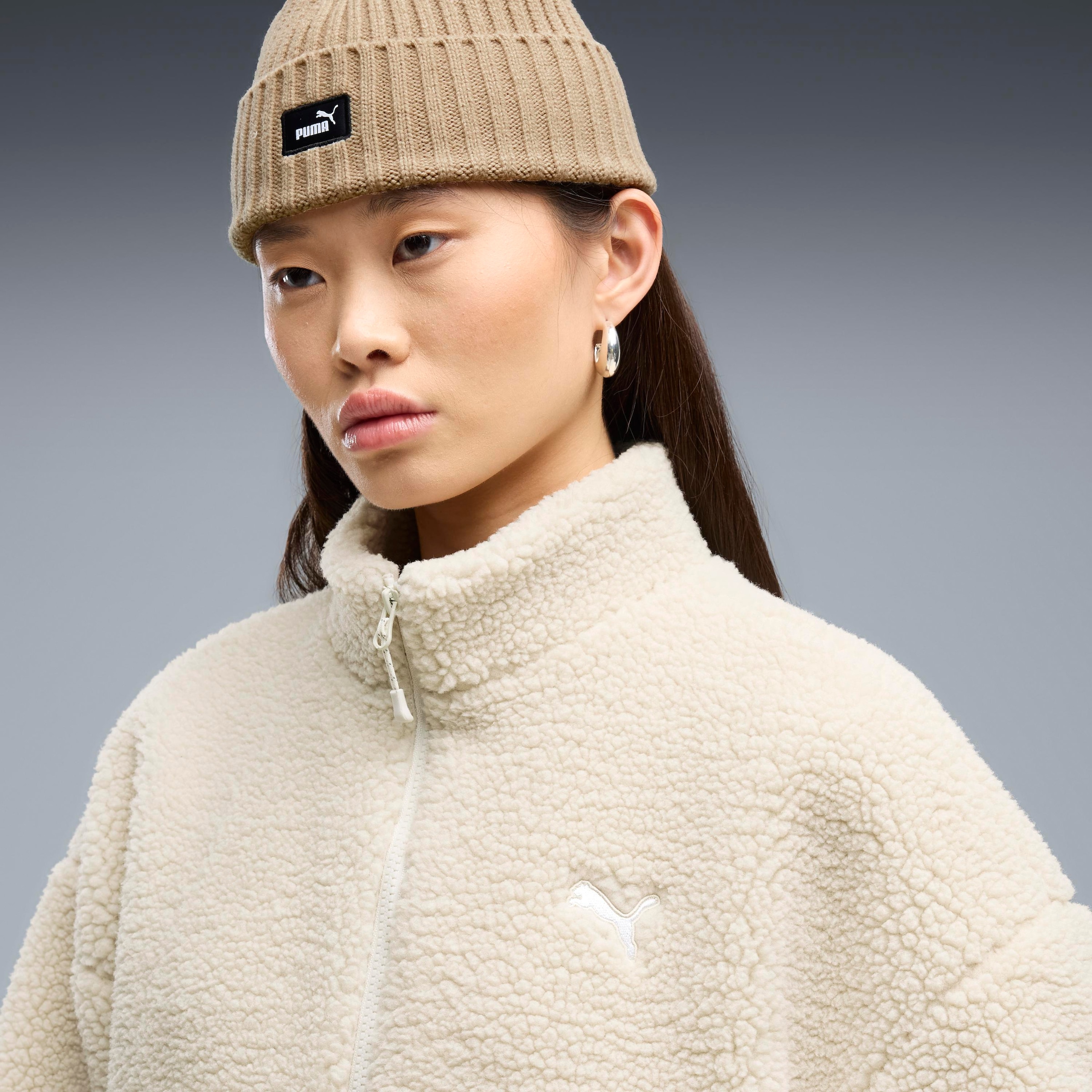 PUMA Veste réversible »REFIBRE SHERPA JACKET W« sans capuche style sportif, avec fermeture éclair, avec poche cargo, en tissu côtelé