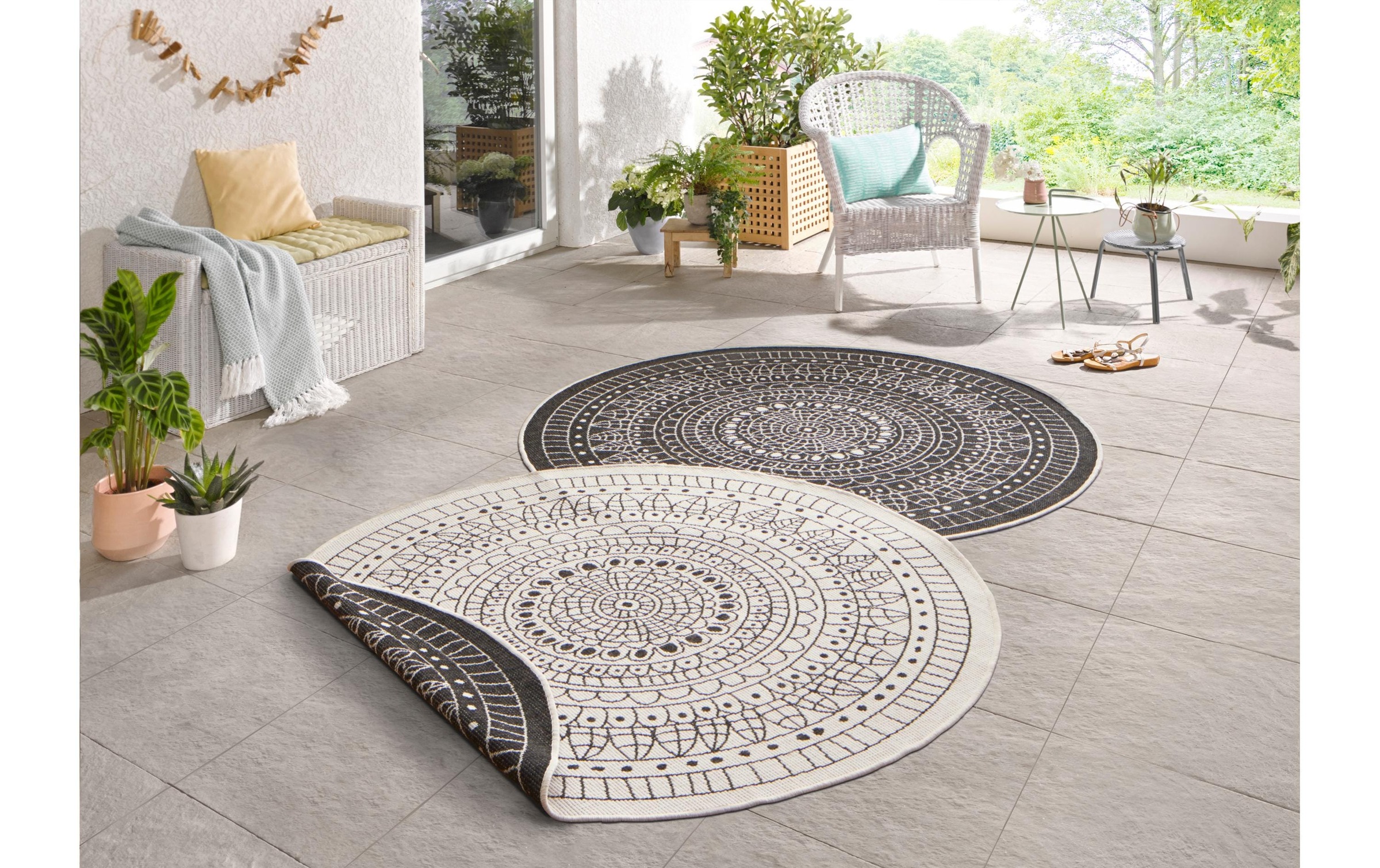 HANSE Home Tapis »Porto Wendeteppich« Rond 5 mm Höhe intérieur & extérieur, résistant aux intempéries, balcon, jardin, salon, étanche