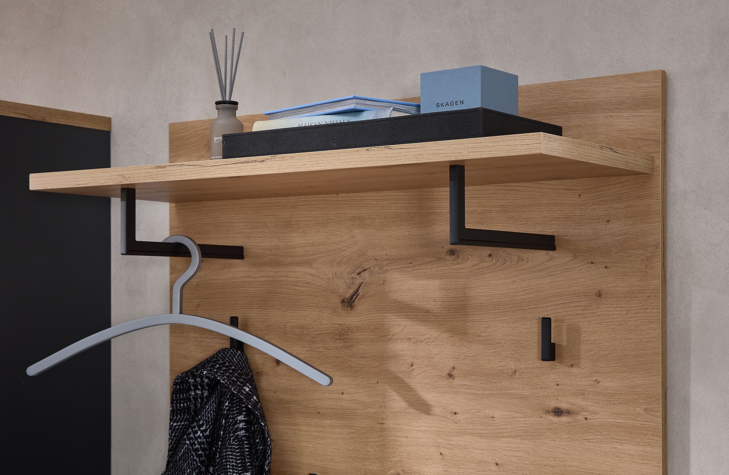 GOODproduct Regal »Bergen Garderobenpaneel, 80x100x30cm (B/H/T)« 1 Stk. tlg. 4 Haken, Ablage, Kleiderstange