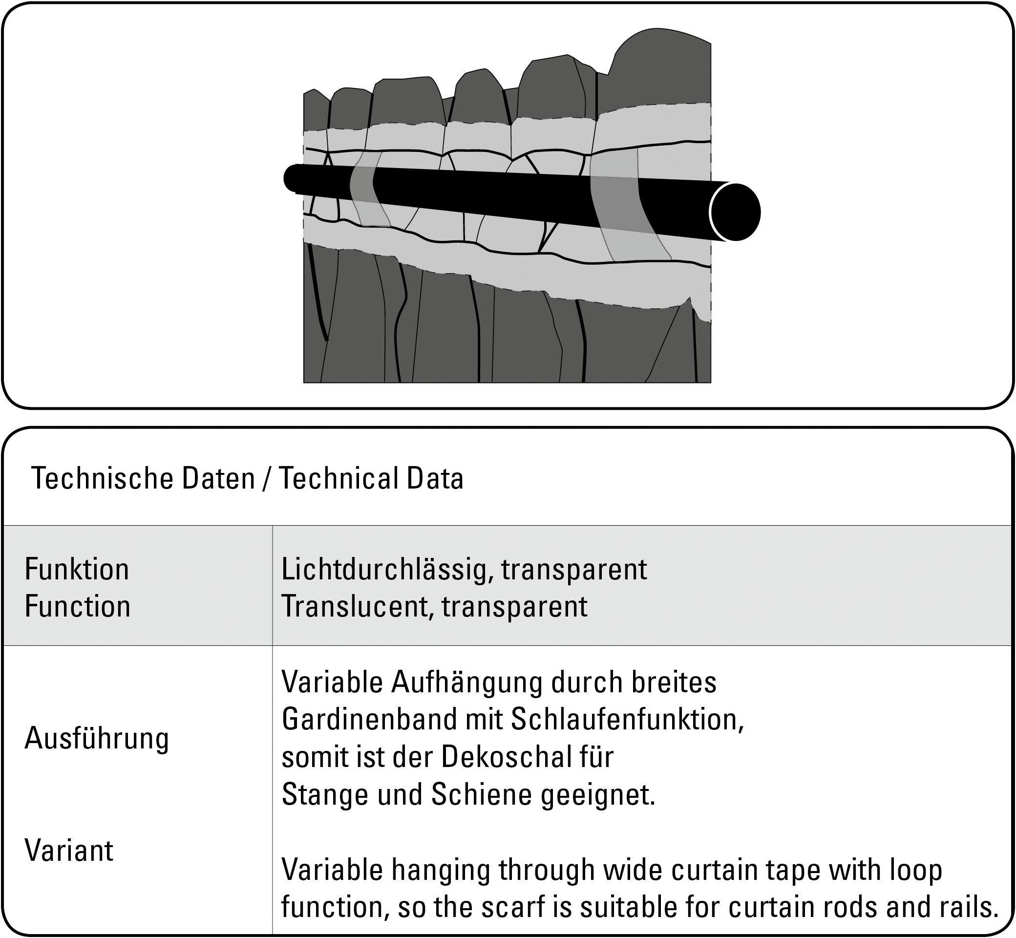 GARDINIA Rideau »Schal mit Gardinenband Dolly-Voile mit Rankenstickerei« Boucles cachées 1 cuis tlg. Stoff Dolly-Voile mit Rankenstickerei