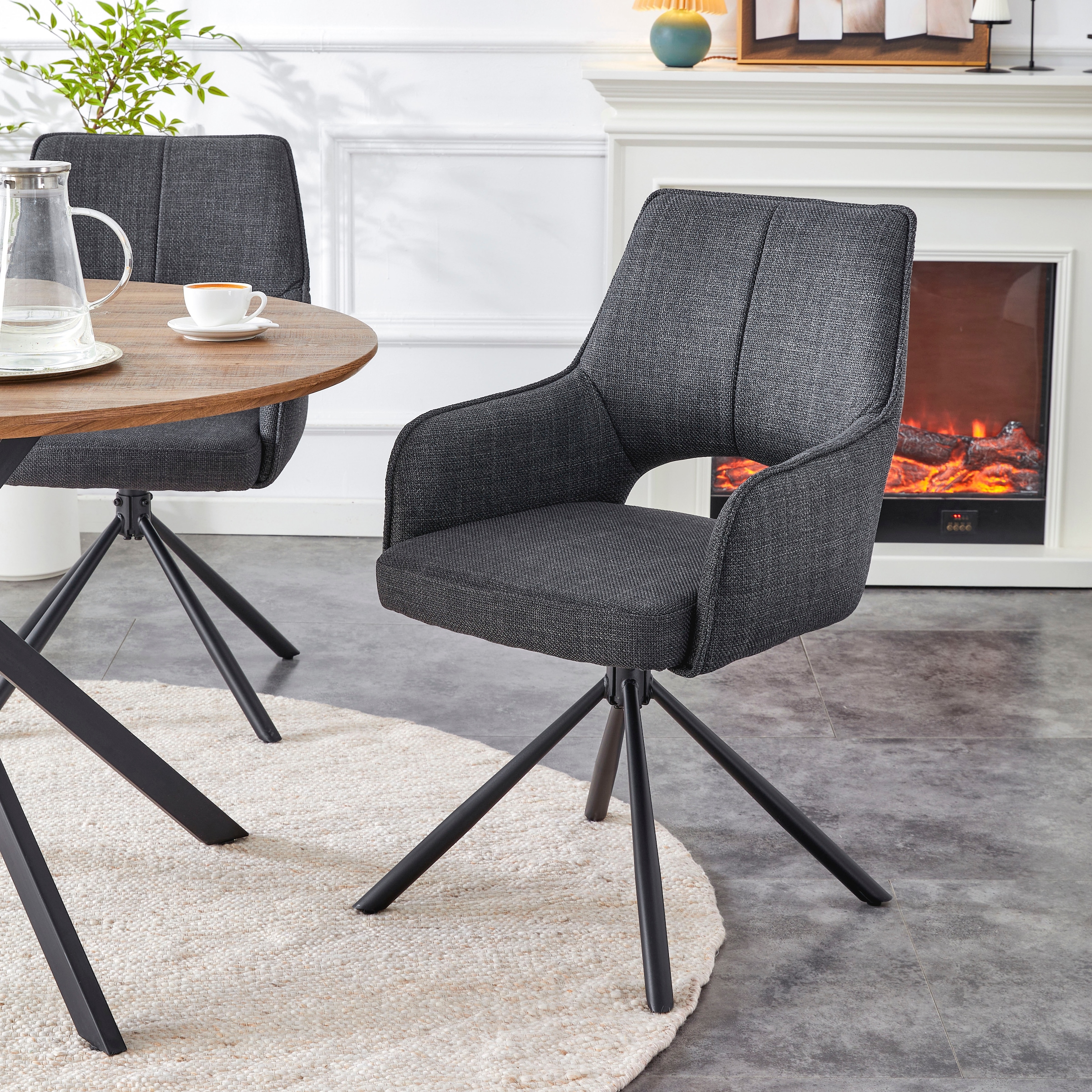 Home affaire Chaise pivotante »BELLEVILLE, 2er Set, mit Metallgestell in matt schwarz« (Set) 2 cuis