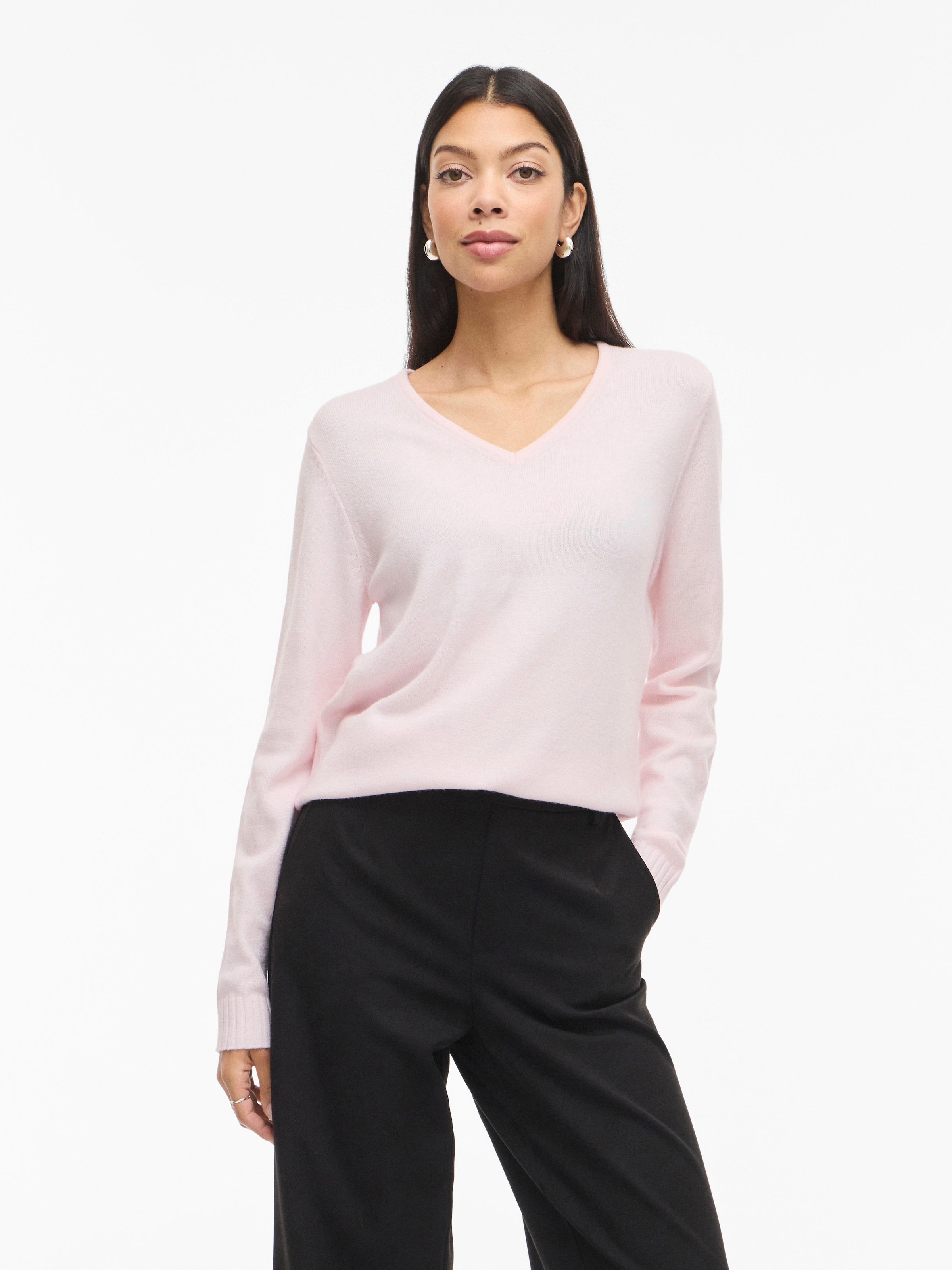 Vila Pull col V »VIRIL V-NECK L/S  KNIT TOP - NOOS« Materialmix, regular fit