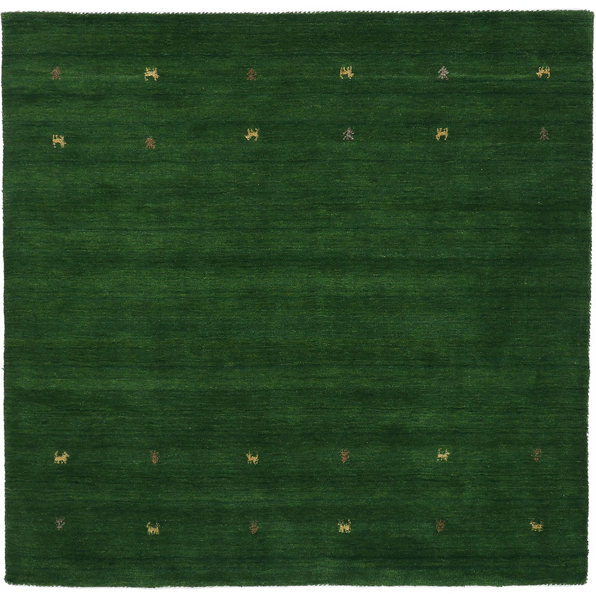 carpetfine Wollteppich »Gabbeh-Uni« quadratisch 15 mm Höhe reine Wolle, handgewebt, Gabbeh Loom Tiermotiv, Sonderform Quadrat