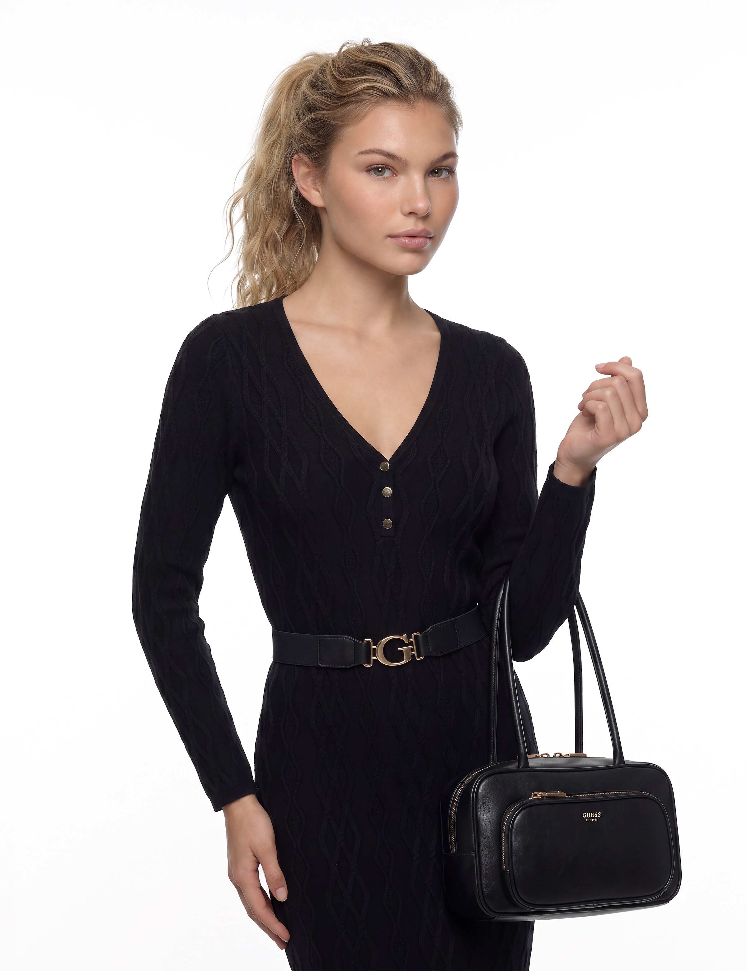 Guess Sac à bandoulière »BRONNA SHOULDER SATCHEL« Sac à main pour femmes, sac bandoulière, sac à main avec poche avant