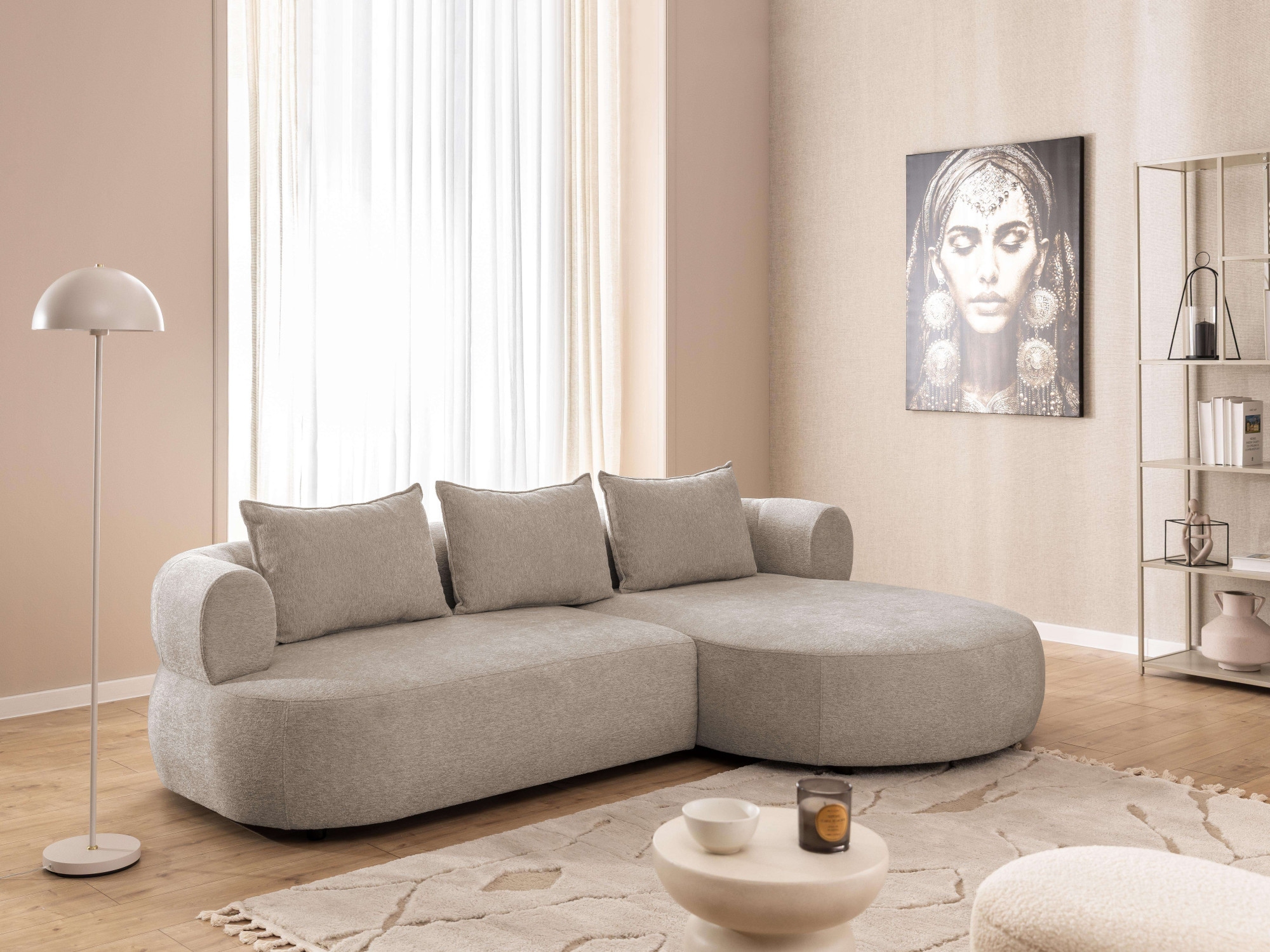 Home affaire Canapé d'angle »LUSSAC L-Form Design-Sofa mit Zierkissen, Masse B/T/H: 257/159/78 cm« grand confort d'assise et design moderne, canapé sans fonction lit