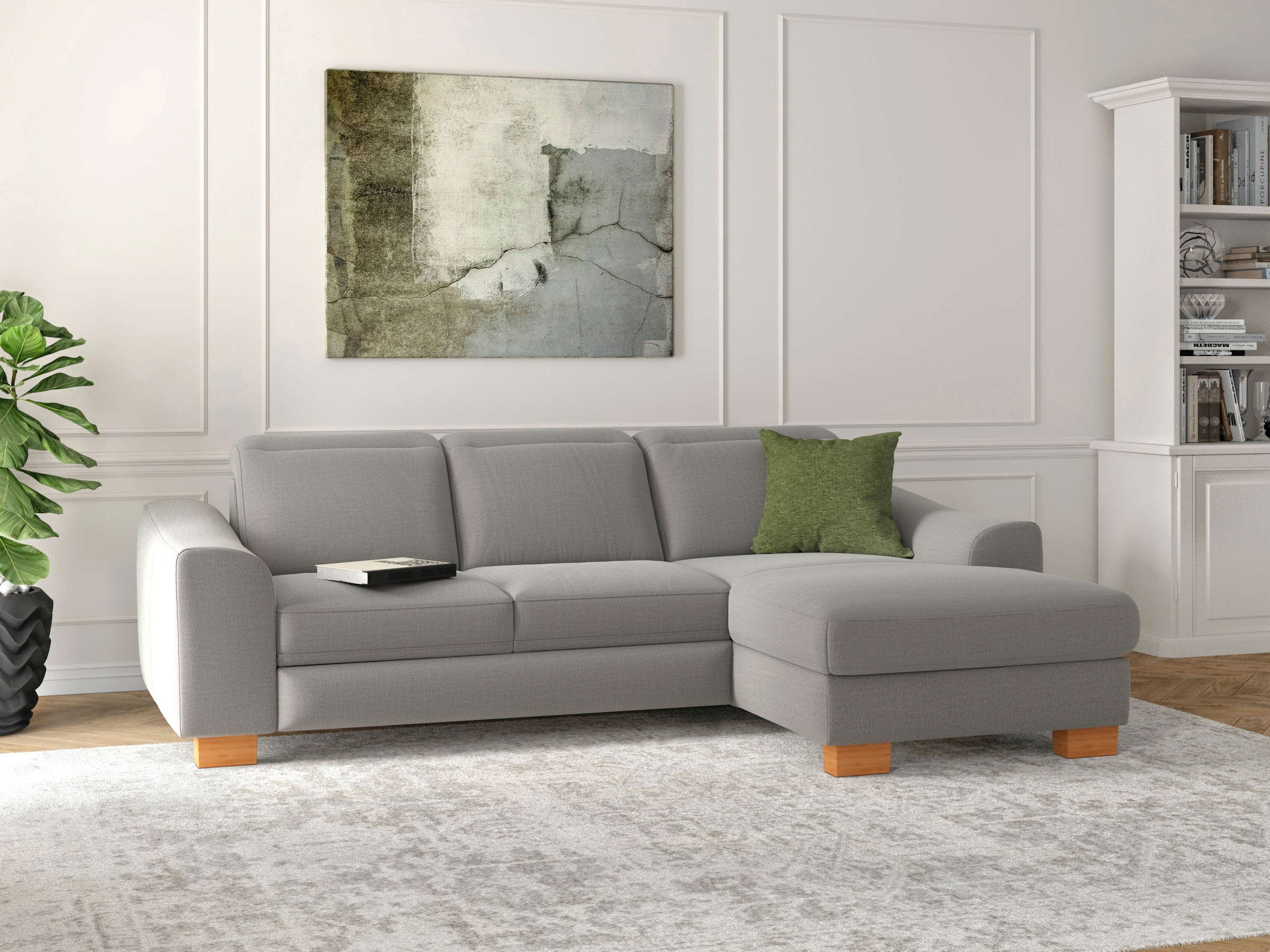 sit&more Ecksofa »Dundee L-Form« mit Federkern und Massivholzfüssen, wahlweise mit Kopfteilverstellung