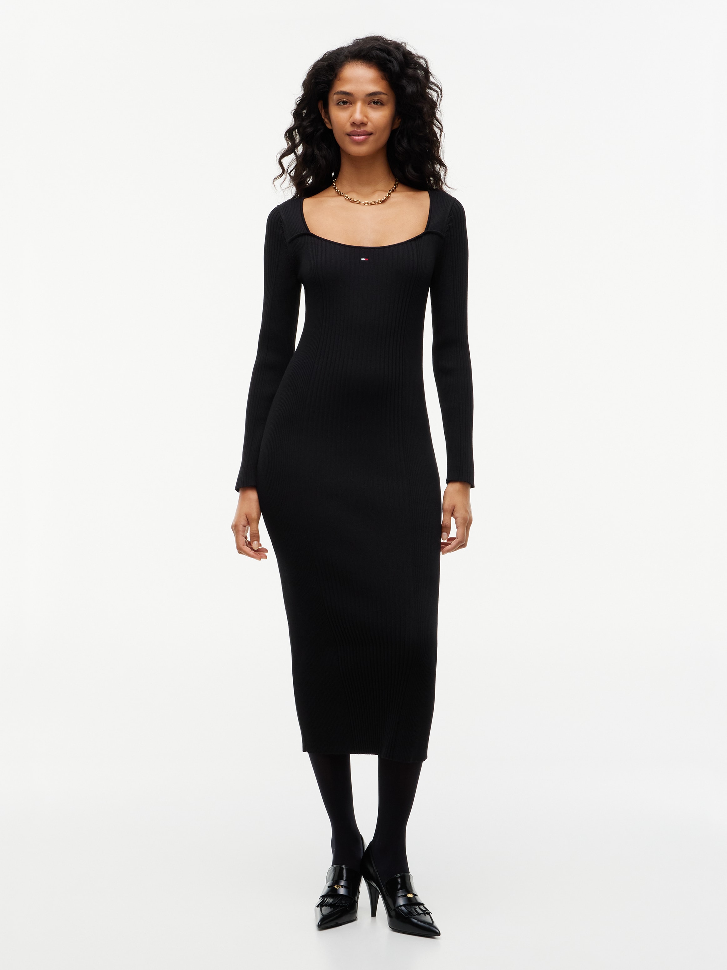 Tommy Jeans Sweatkleid »TJW MIDI BODYCON SWEATER DRESS« Materialmix, figurbetont
