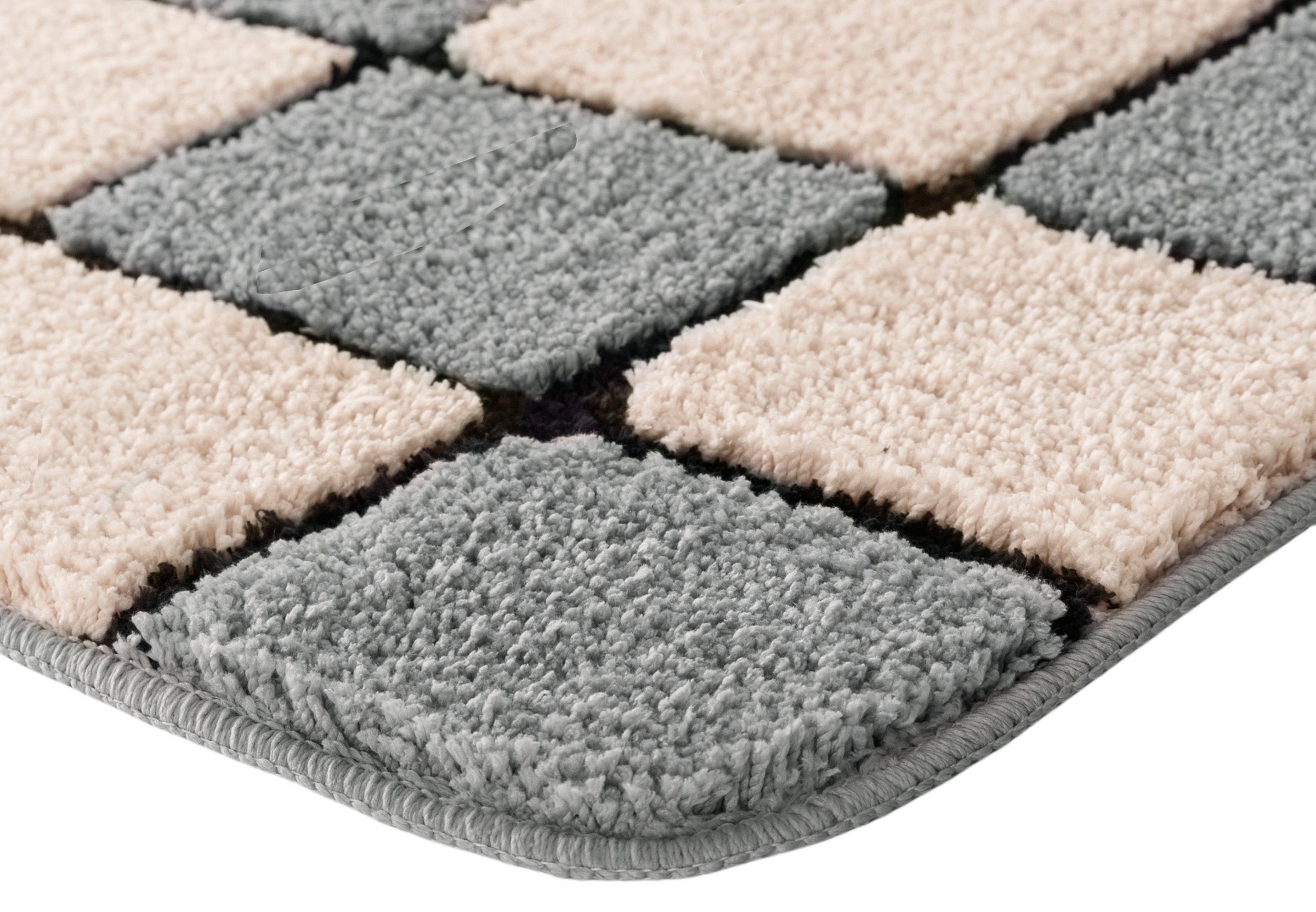 my home Badematte »Melli« Höhe 16 mm rutschhemmend beschichtet fussbodenheizungsgeeignet Badteppich, mit Muster, karierte Badematte