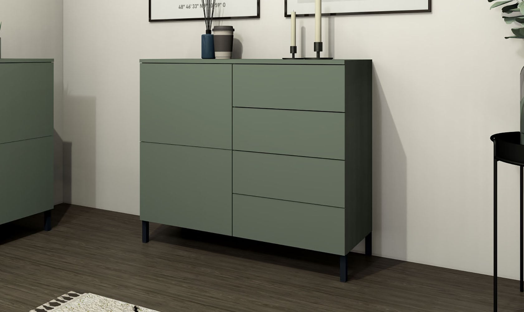 borchardt Möbel Commode »Haama, modern, grifflos, Metallfüsse, praktisch,  2 Türen« Push-To-Open, verstellbare Einlegeböden, viel Stauraum, Breite 93cm