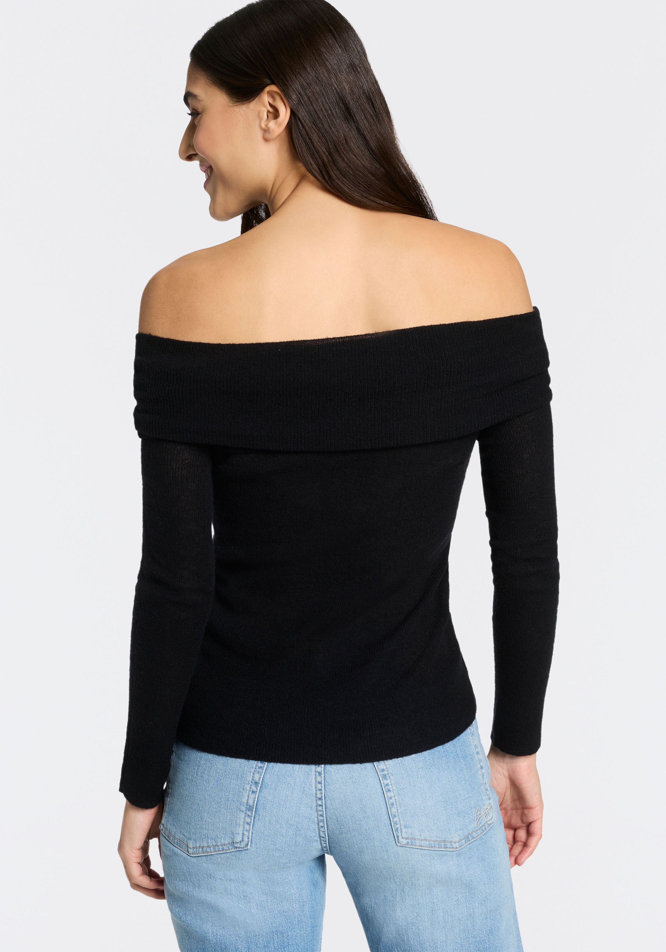 BOSS ORANGE Pull Carmen »Falmon Premium Damenmode« schulterfrei mit umgeschlagenem Ausschnitt