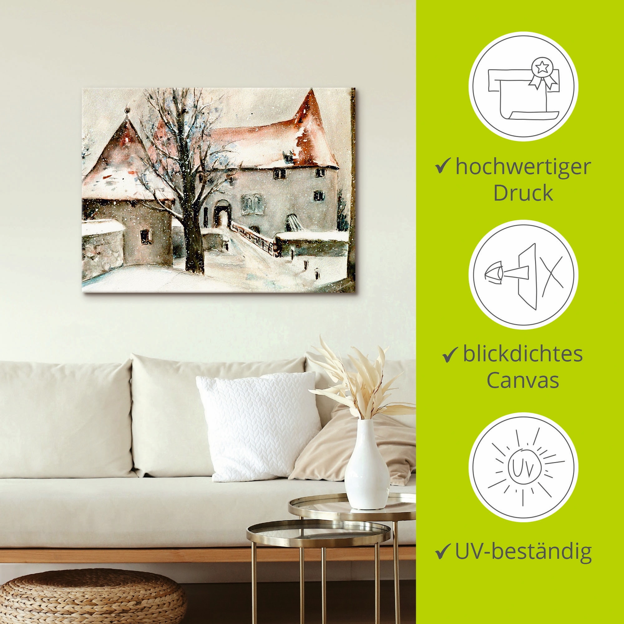 Artland Fresque murale »Winter auf der Burg« 1 cuis tlg. als Leinwandbild, Poster, Wandaufkleber in verschied. Grössen