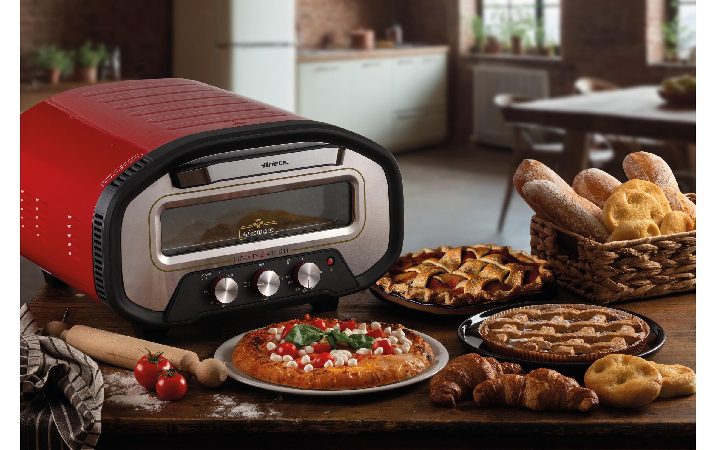 Ariete Four à pizza »3901« jusqu’à 430°C, pierre à pizza amovible, accessoires inclus