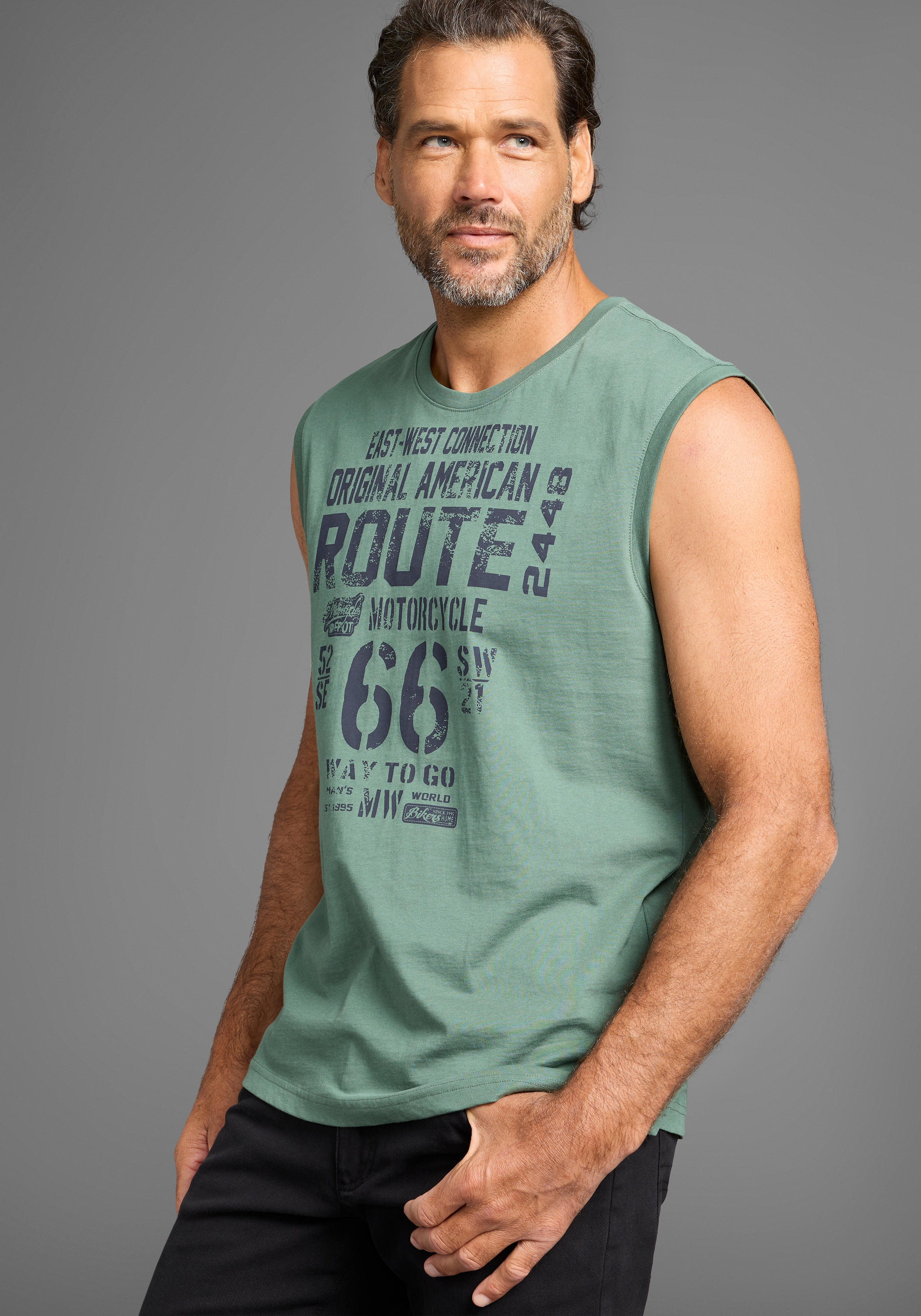 Man's World Muscleshirt 2er-Pack,  ärmellos,  bedruckt,  Rundhalsausschnitt,  aus 100% Baumwolle