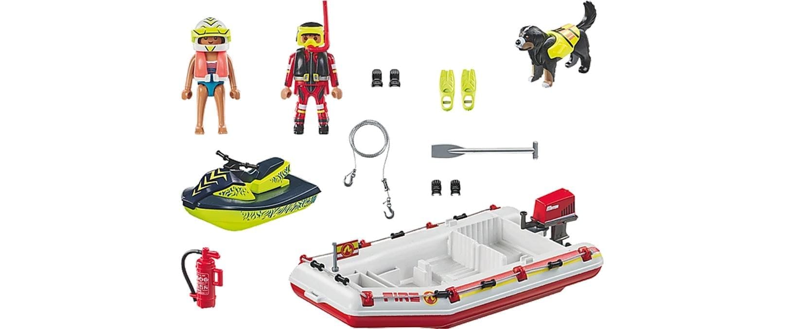 Playmobil® Briques de jeu »Action Heroes Feuerwehrboot mit Aqua Scooter 71464«