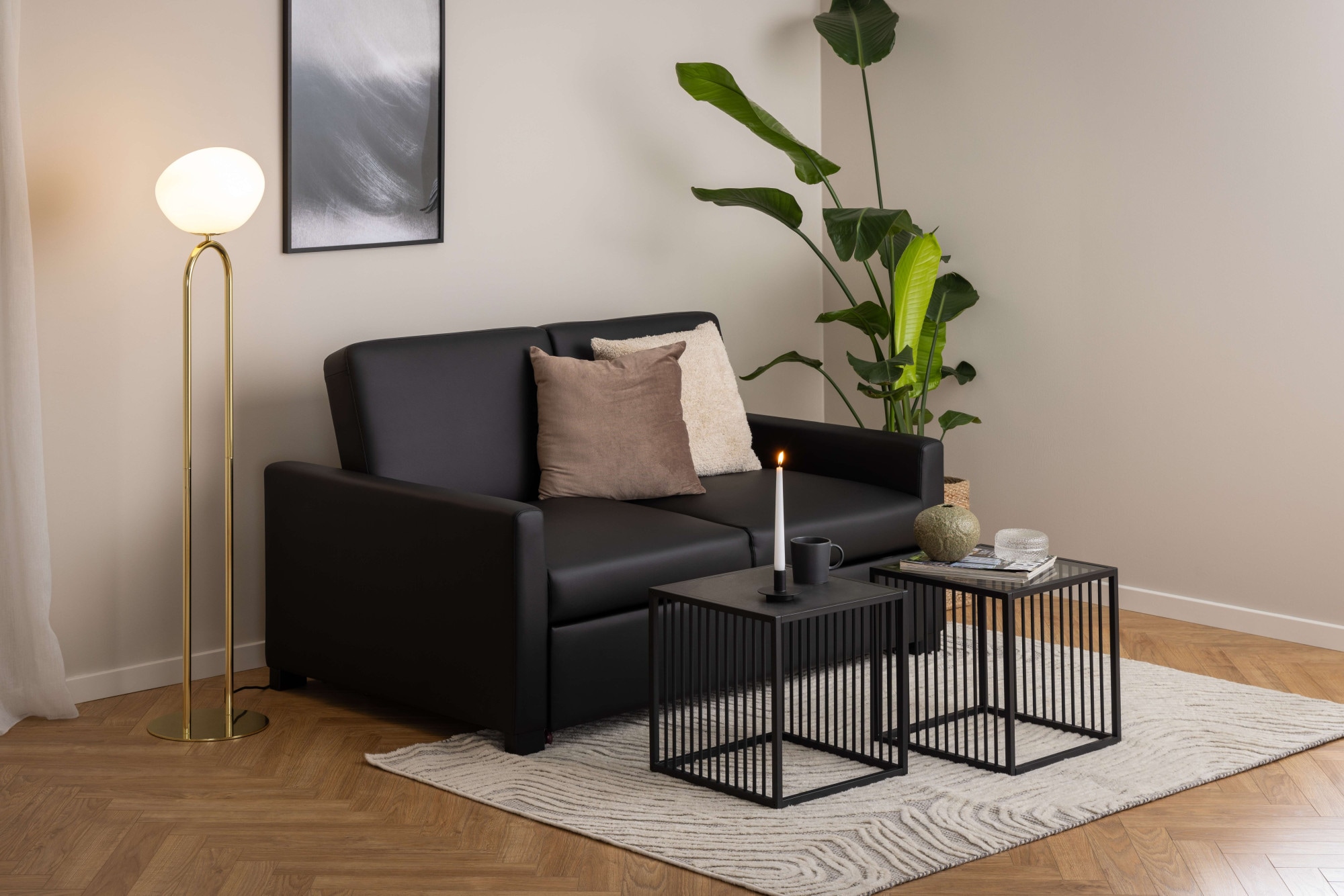 ACTONA GROUP Table d'appoint »Strington, robuster Ecktisch im skandinavischem Design, robust« Table d’angle, verre, facile d’entretien, lames métalliques verticales, H : 63 cm